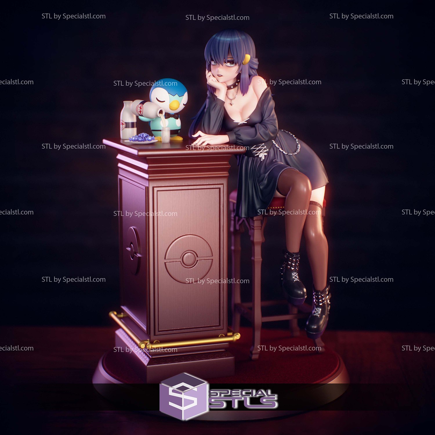 Goth Dawn Hikari Pokemon STL Files 3D Model — view 2