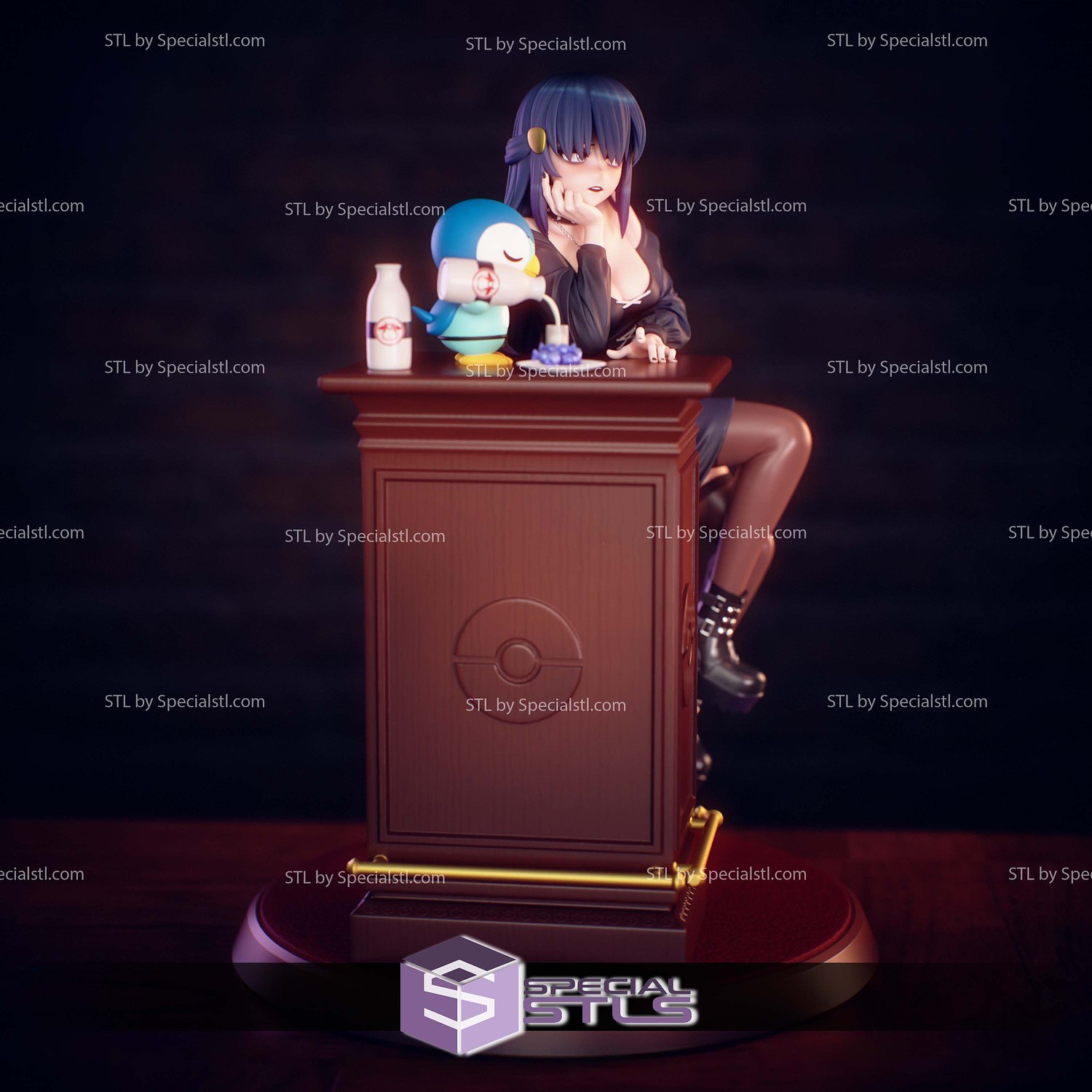 Goth Dawn Hikari Pokemon STL Files 3D Model — view 5