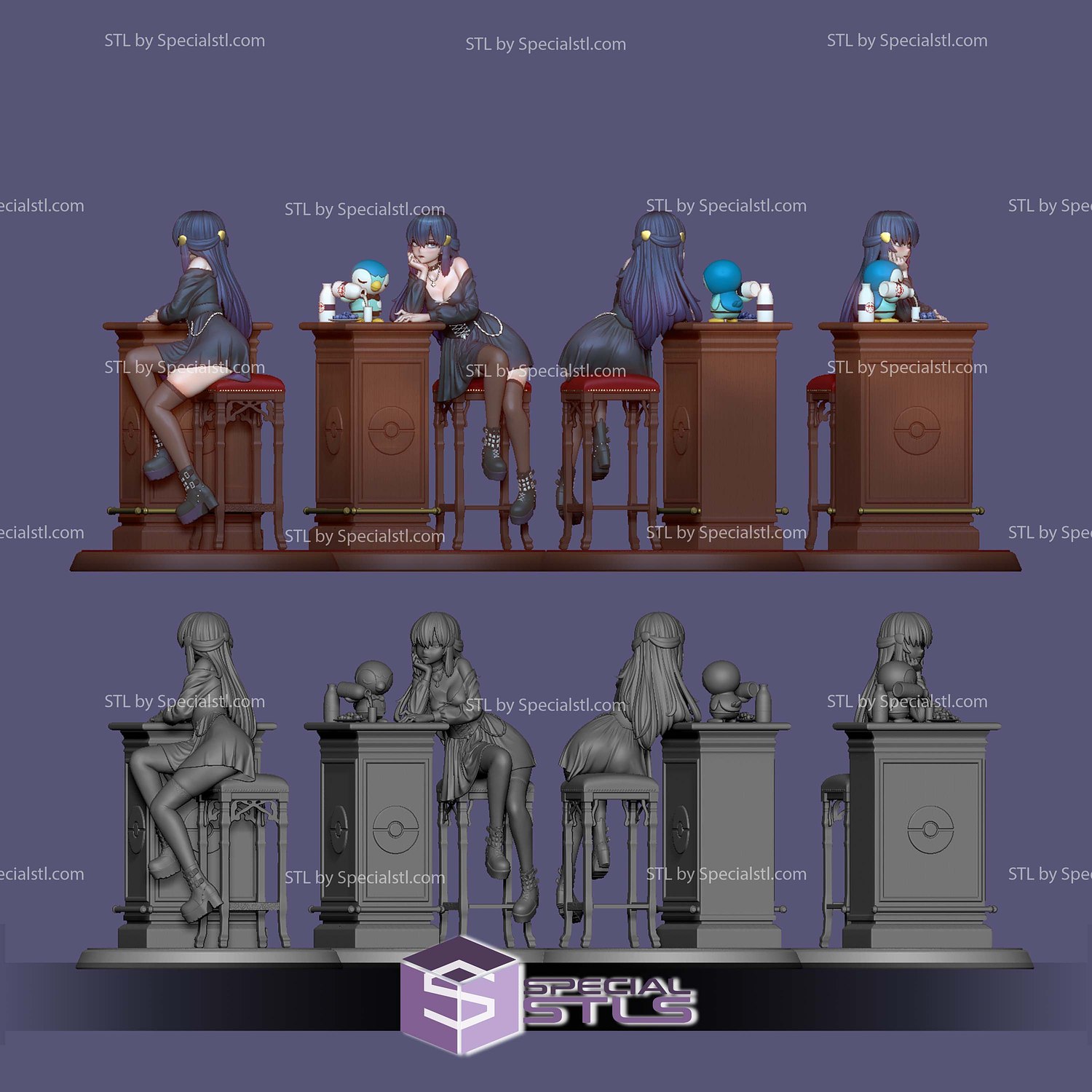 Goth Dawn Hikari Pokemon STL Files 3D Model — view 6
