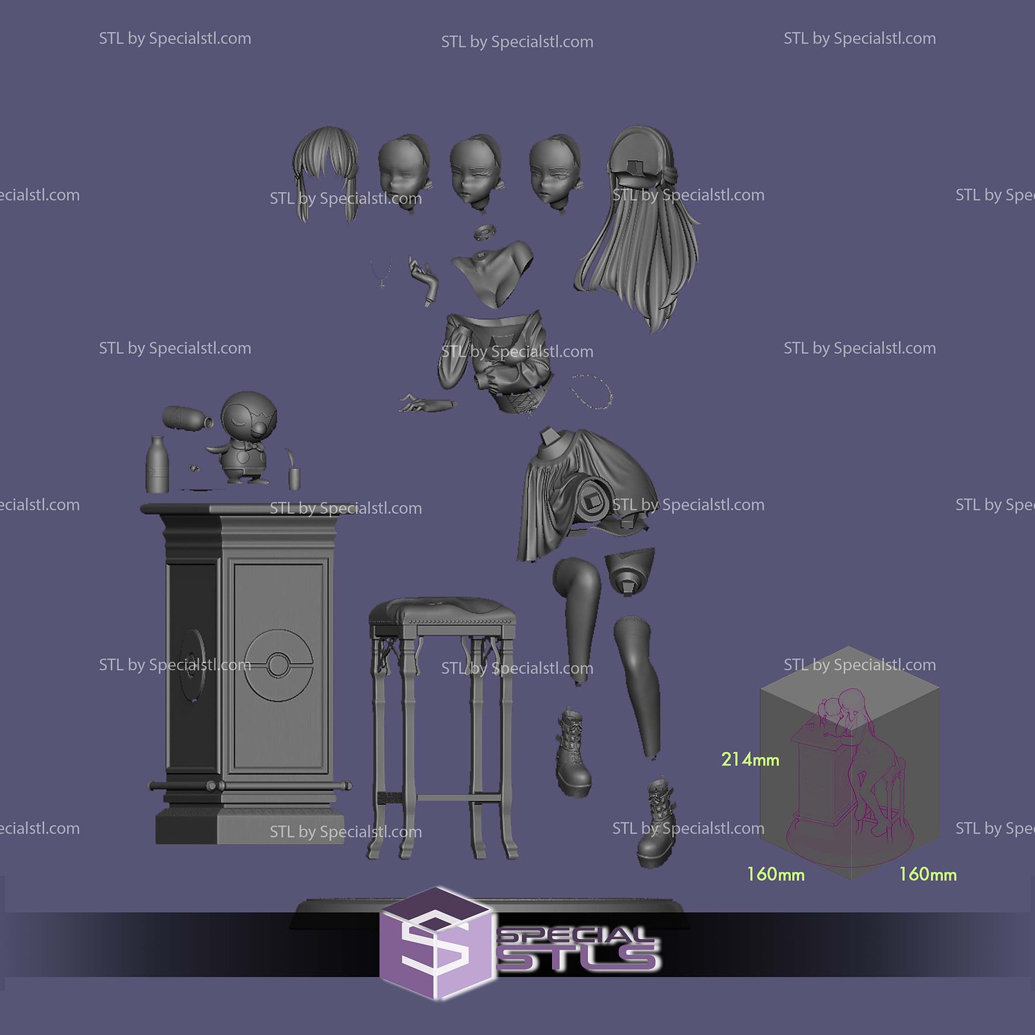 Goth Dawn Hikari Pokemon STL Files 3D Model — view 7