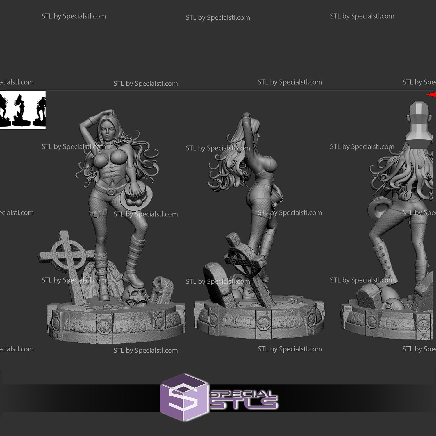 Van Helsing Girl 3D Printer Files STL Model — view 2