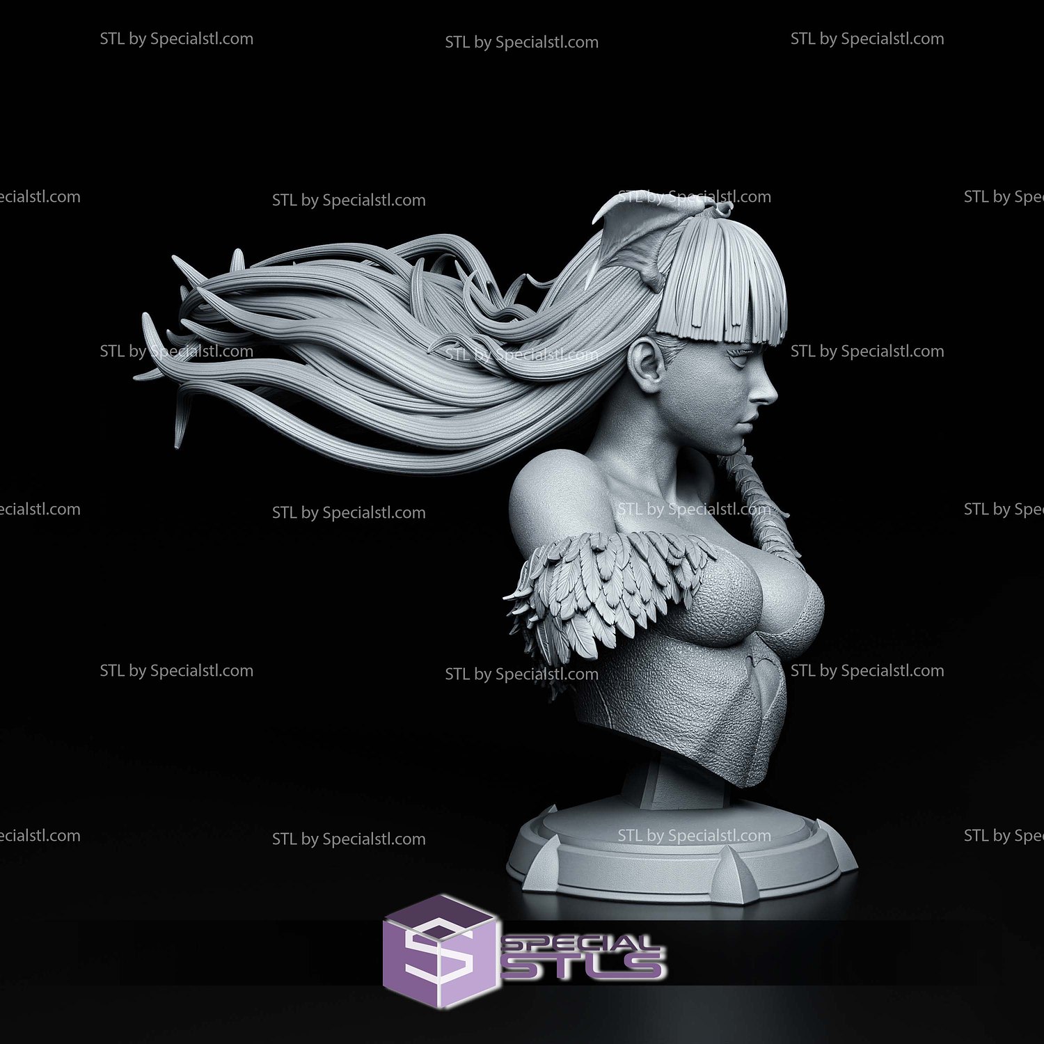 Morrigan Darkstalkers Bust 115mm 3D Printer Files STL Model — view 2