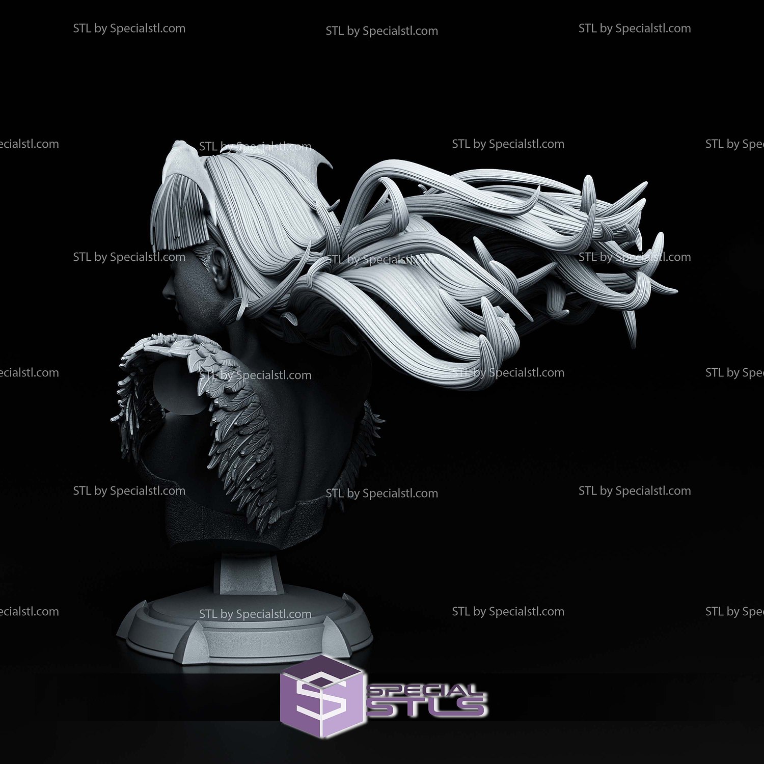 Morrigan Darkstalkers Bust 115mm 3D Printer Files STL Model — view 3