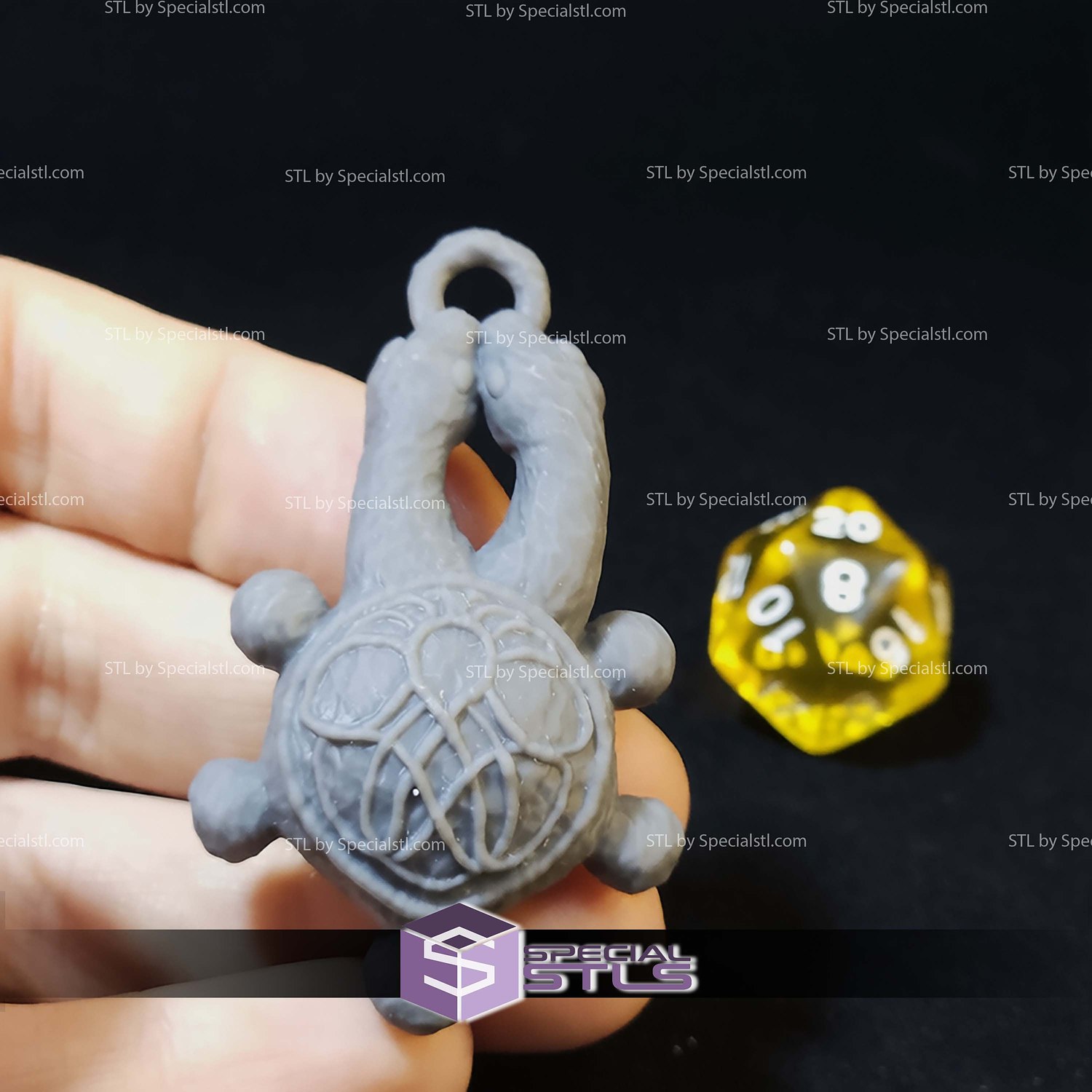 Two-Headed Turtle Talisman STL Files 3D Model — view 2