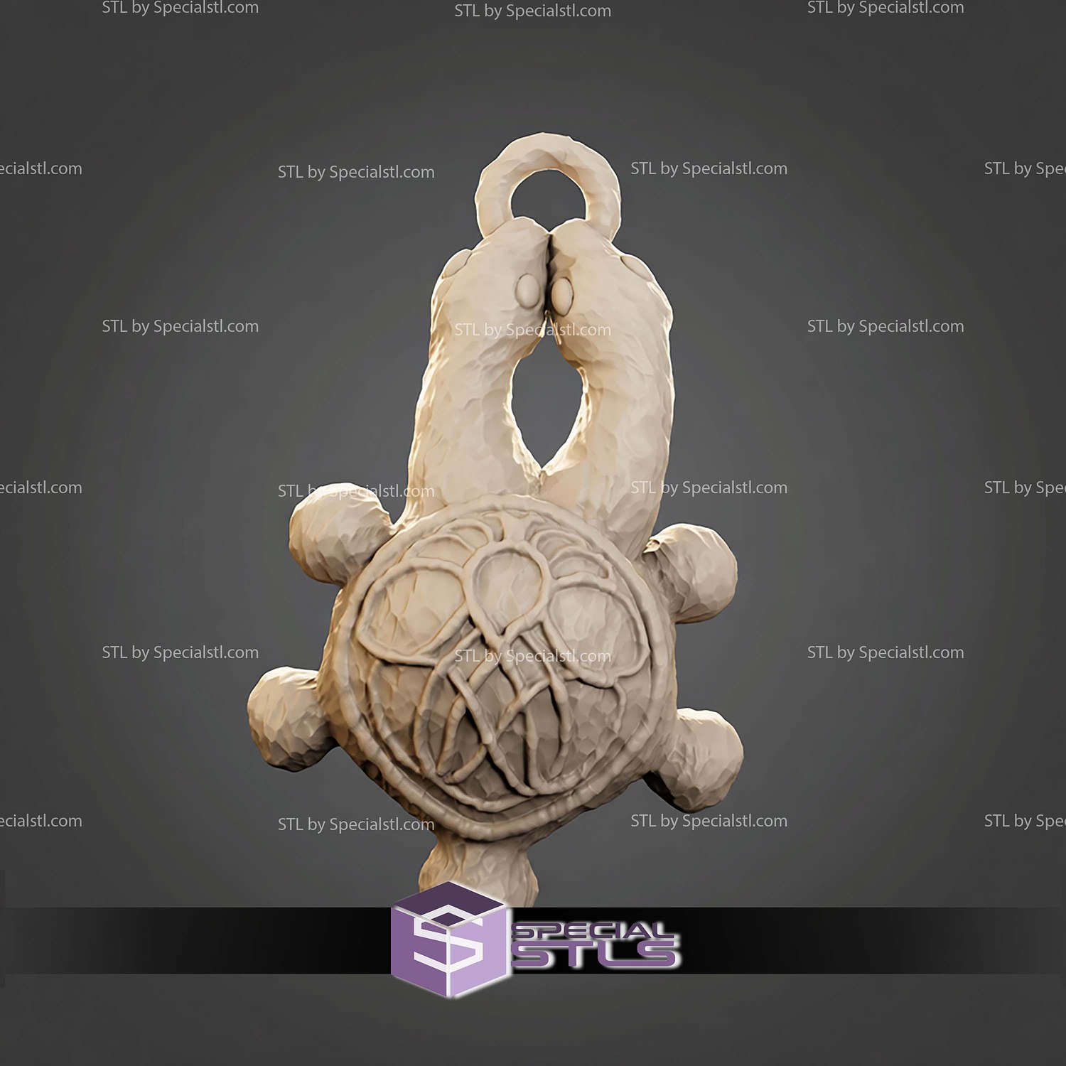 Two-Headed Turtle Talisman STL Files 3D Model — view 3