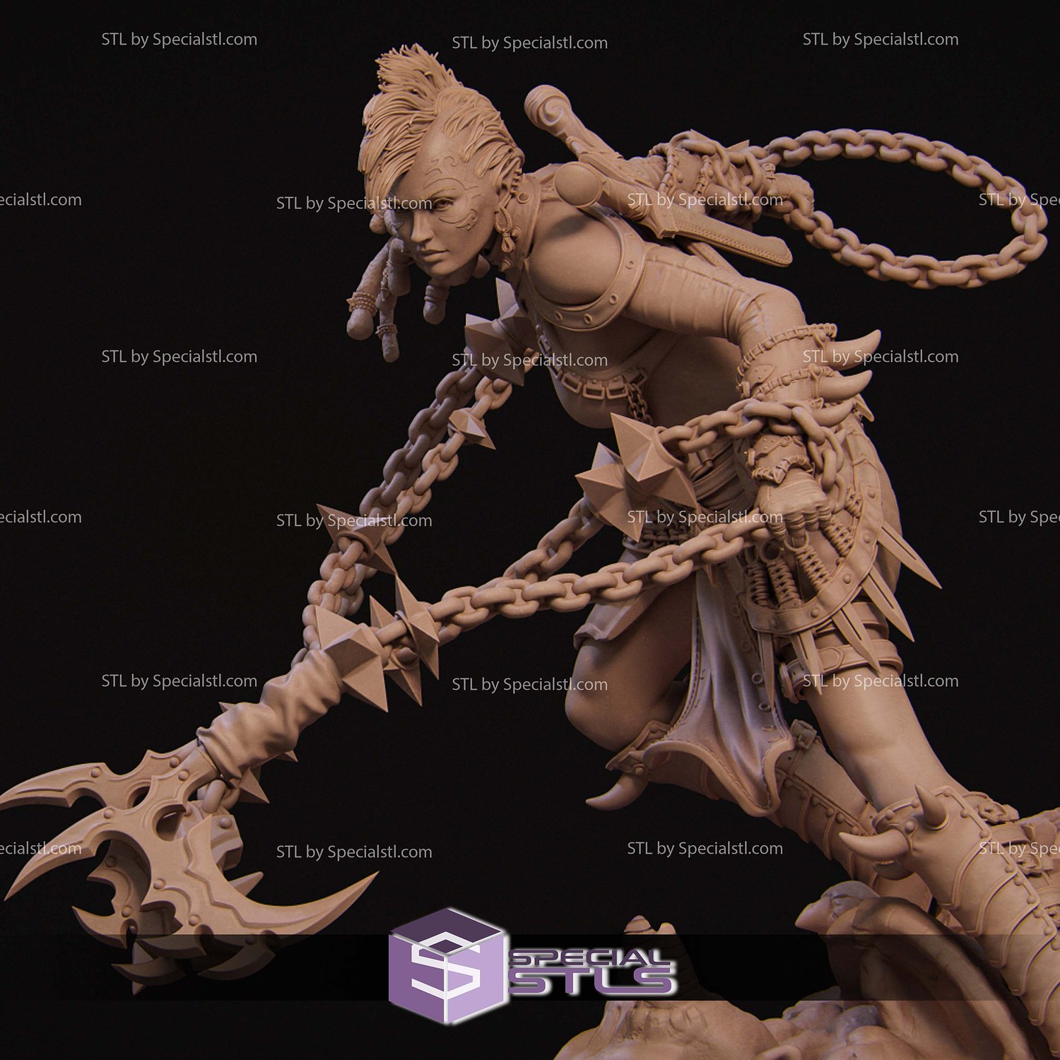 Zestari the Shadar-kai Warrior STL Files 3D Model — view 2