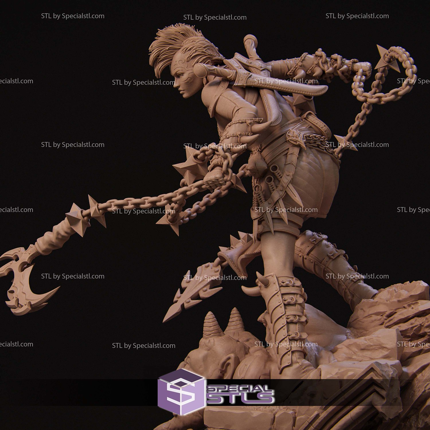 Zestari the Shadar-kai Warrior STL Files 3D Model — view 4