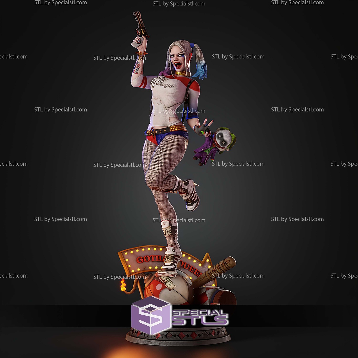 Harley Quinn Suicide Squad 394mm STL Files 3D Model — view 3