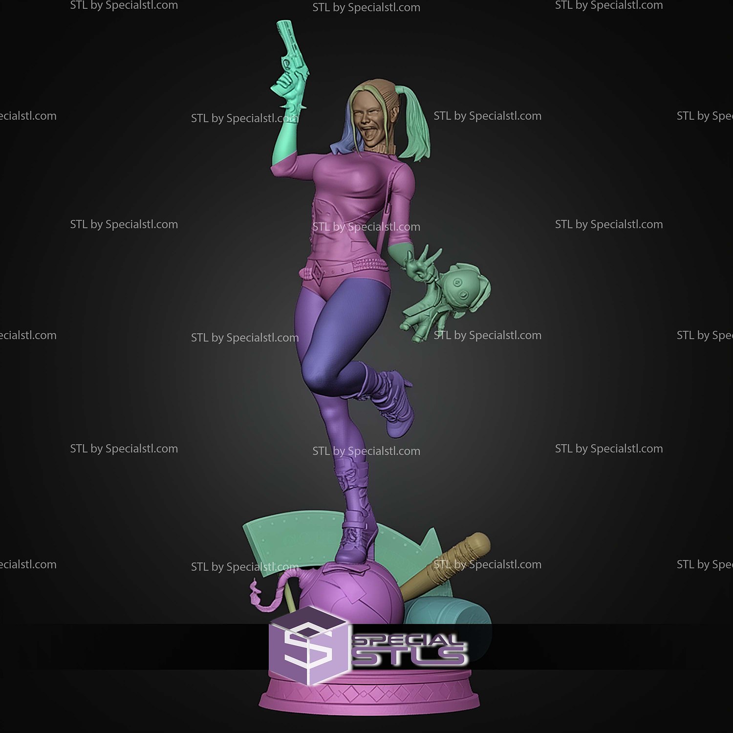 Harley Quinn Suicide Squad 394mm STL Files 3D Model — view 4