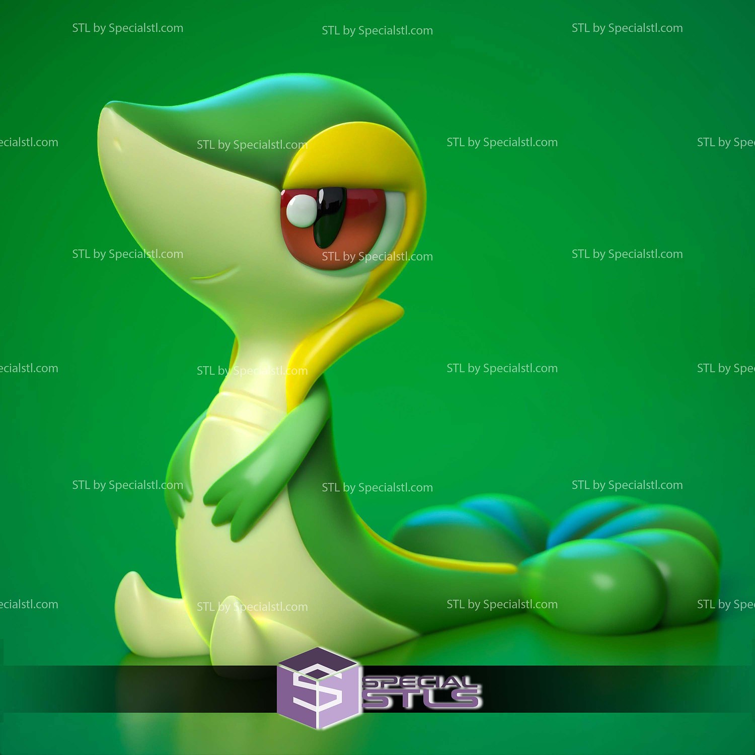 Snivy Pokemon Complete STL Files 3D Model — view 2