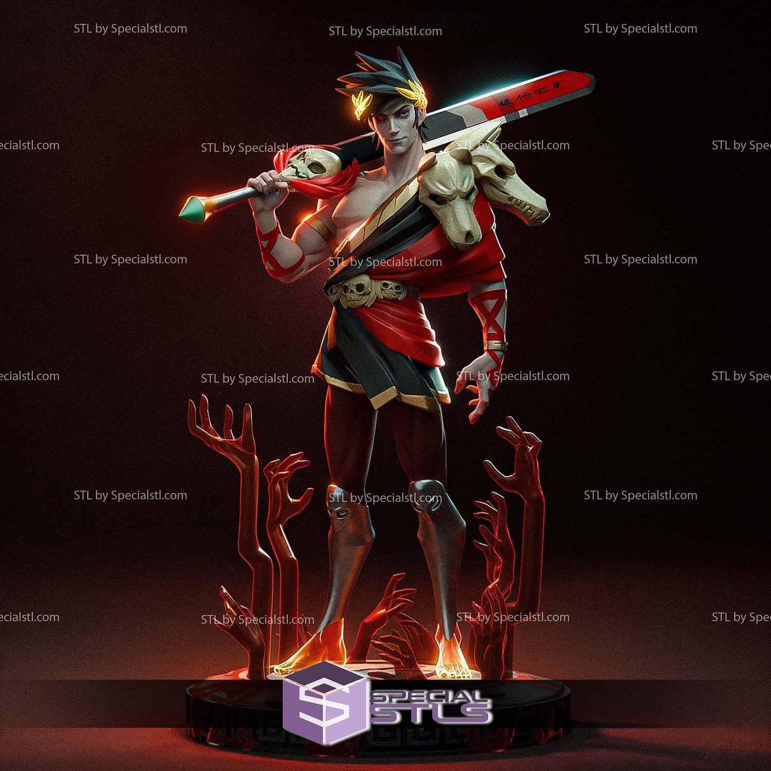 Zagreus Hades 1-8 Scale Sculptures 3D Printing STL Model — view 3