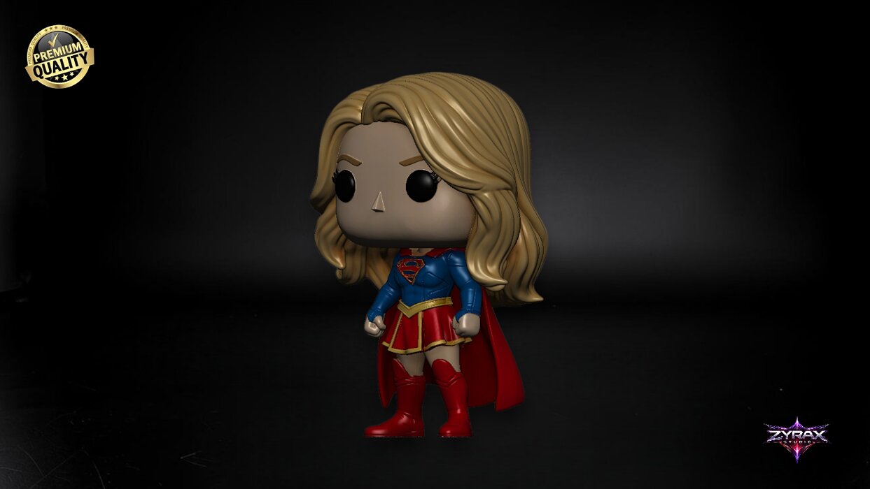 Supergirl Funko Style STL DC Comics 3D Print Figure OBJ Model — view 2