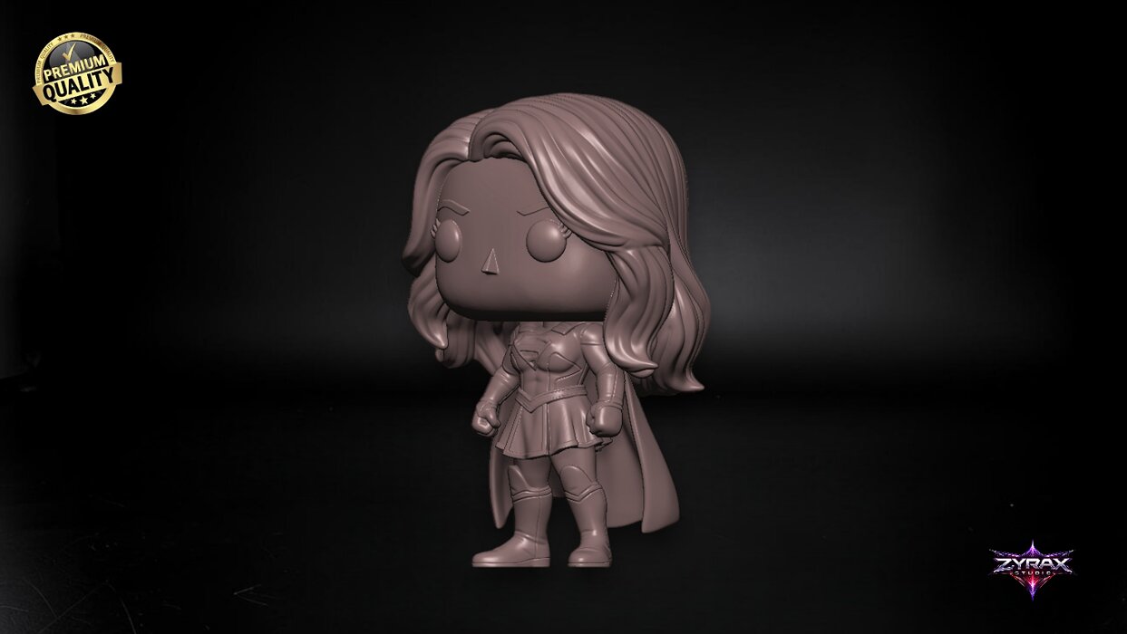 Supergirl Funko Style STL DC Comics 3D Print Figure OBJ Model — view 5