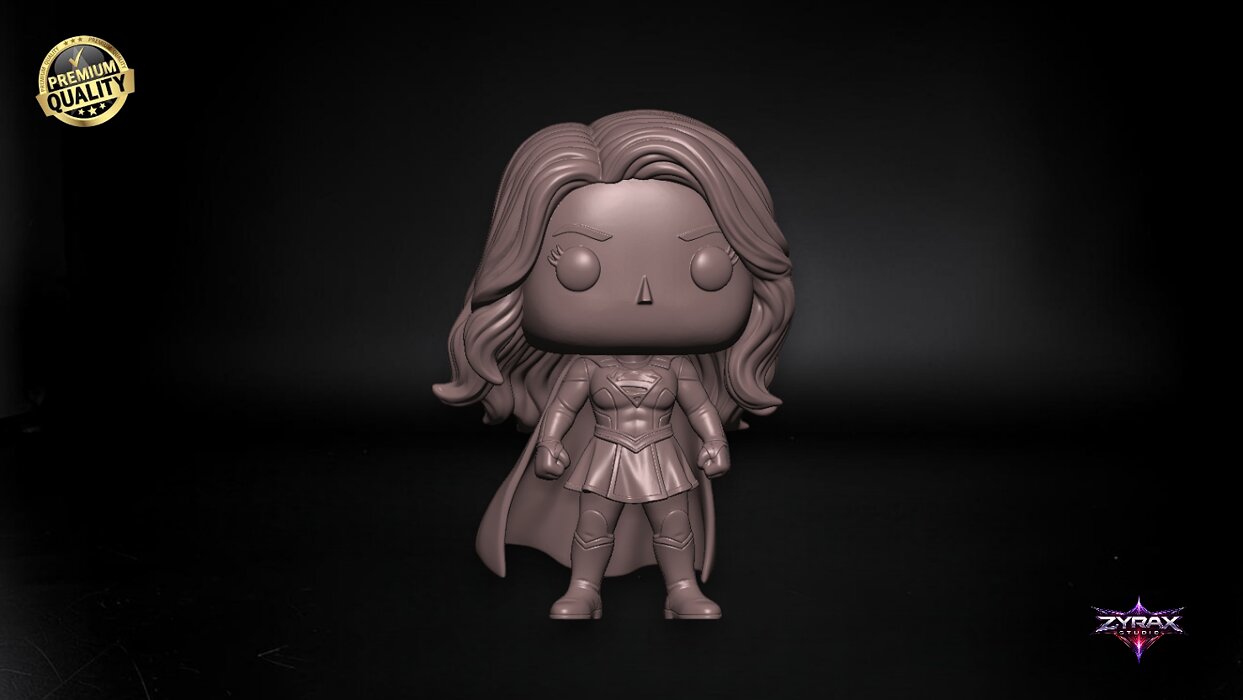 Supergirl Funko Style STL DC Comics 3D Print Figure OBJ Model — view 6