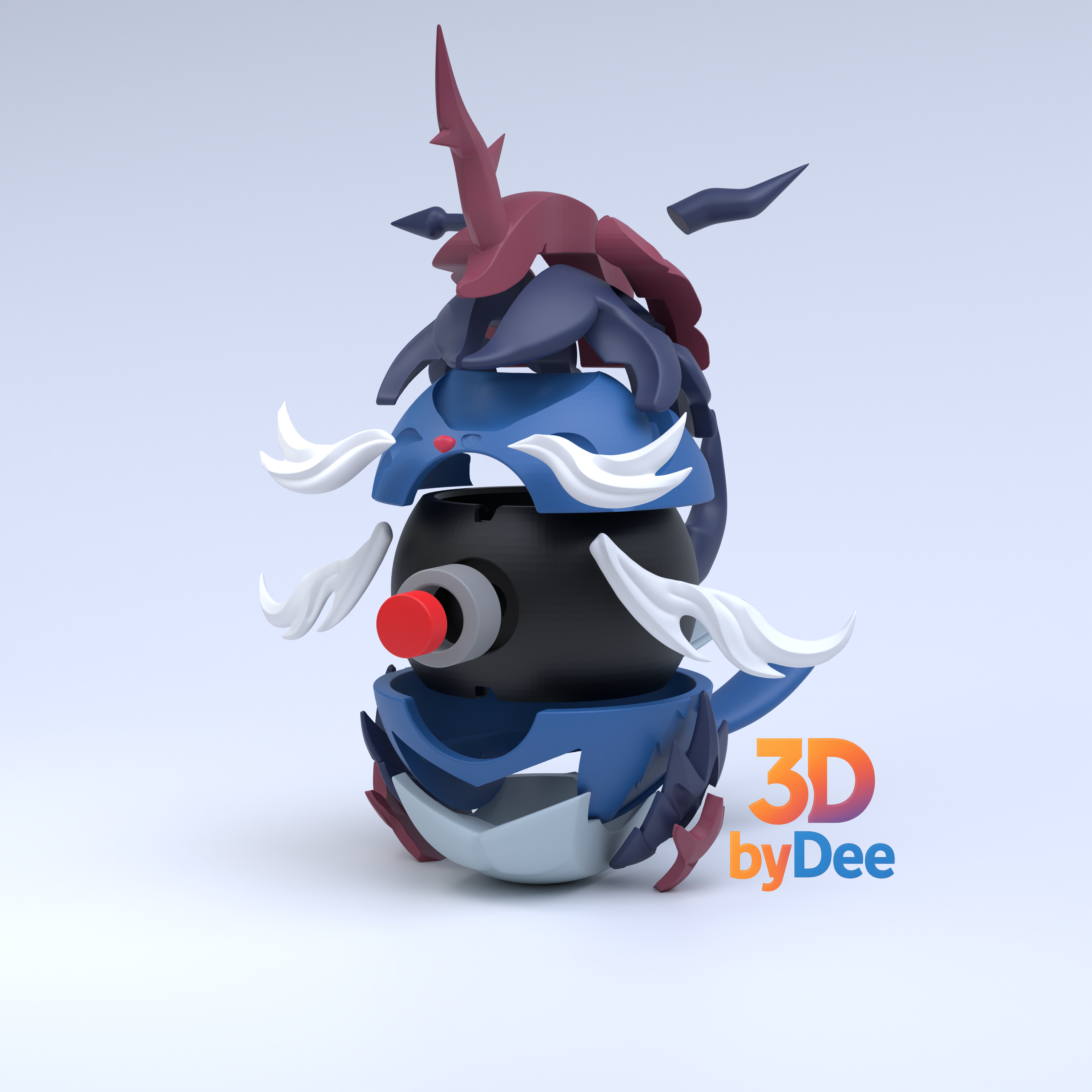 Samurott Hisuian Pokeball 3D 3MF Model — view 3