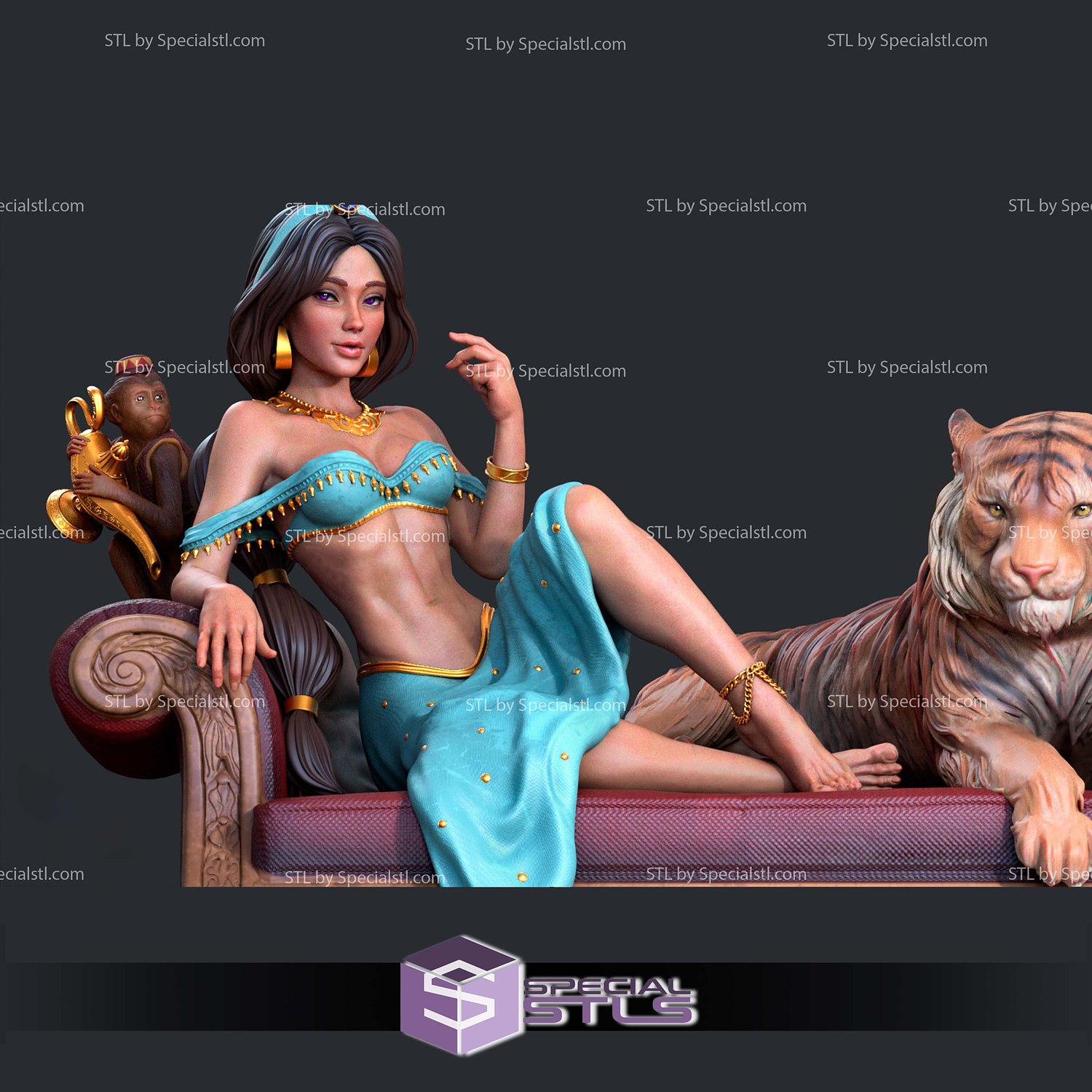 Jasmine and Lion Digital STL Files 3D Model — view 2
