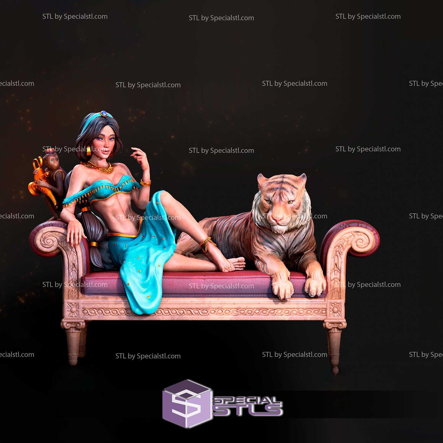 Jasmine and Lion Digital STL Files 3D Model — view 3