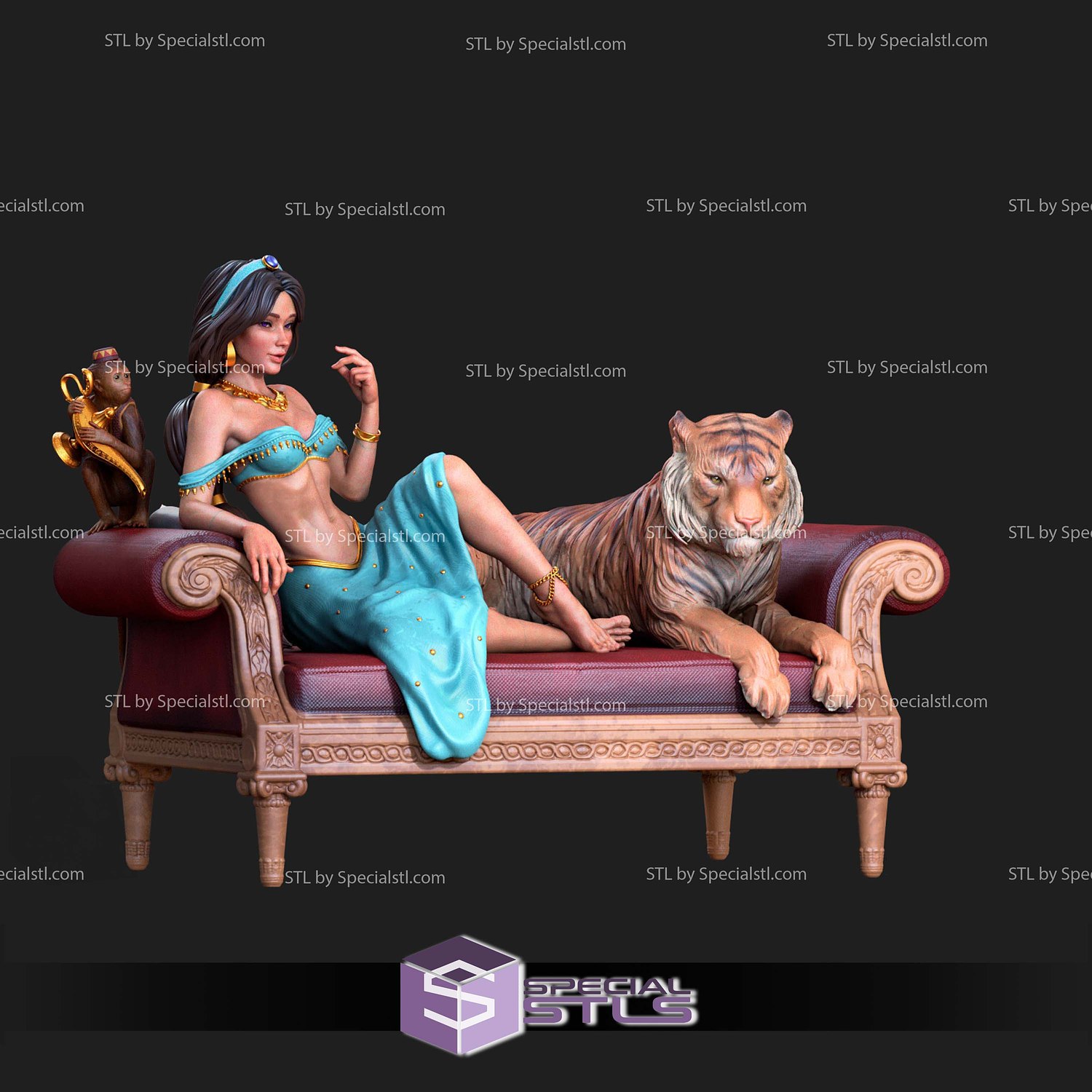 Jasmine and Lion Digital STL Files 3D Model — view 4