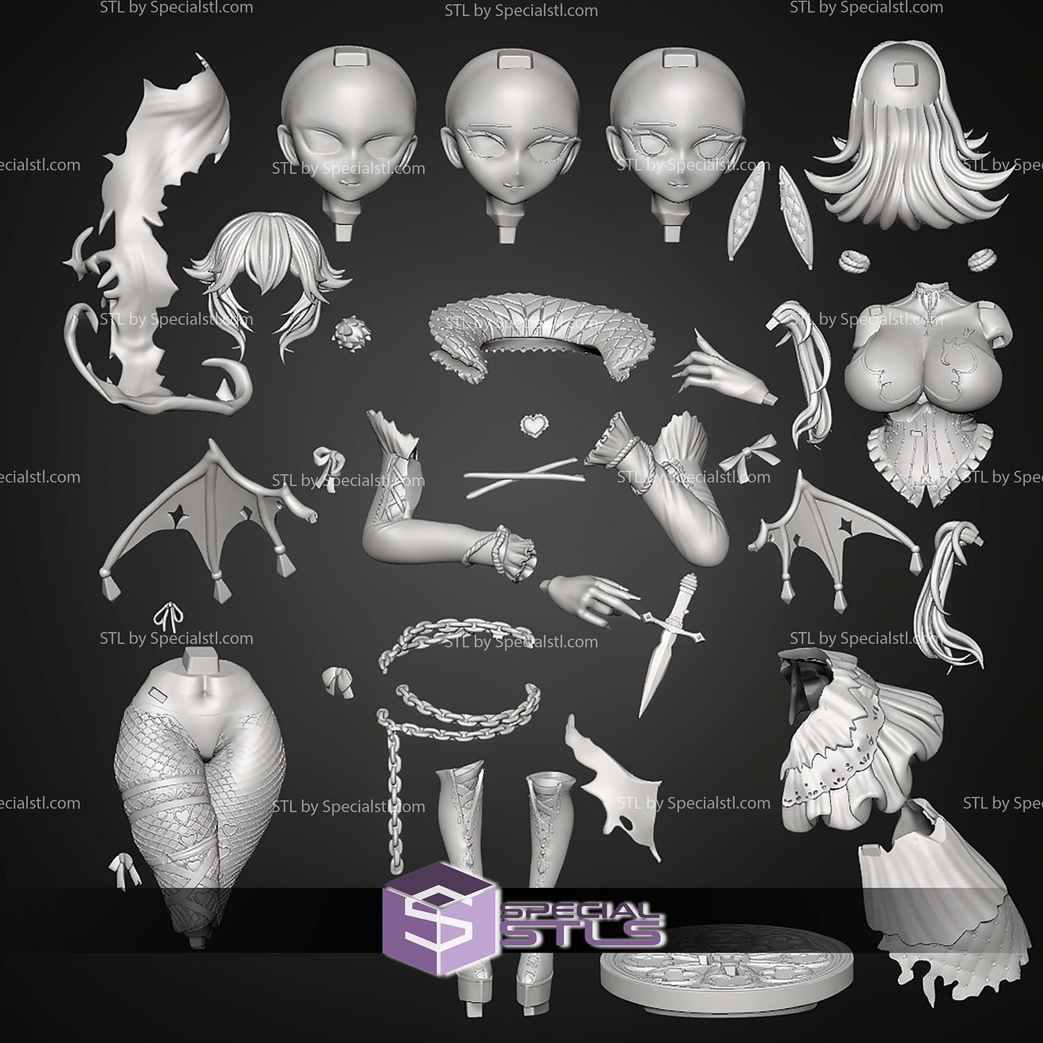 Cottontailva Envtuber 284mm STL Files 3D Model — view 3