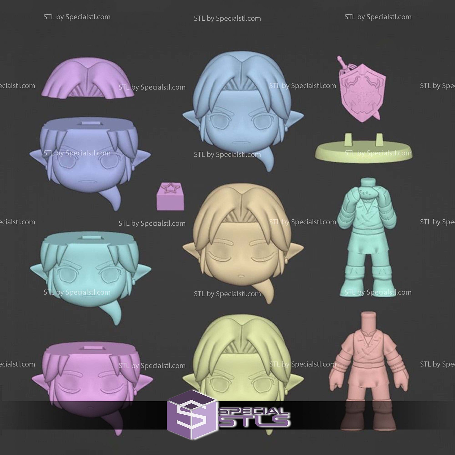 Super Basic STL Link Chibi Customizable 3D Model — view 4