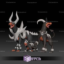 Pokemon STL Collection Houndour Houndoom Mega Evolution V2 3D Model