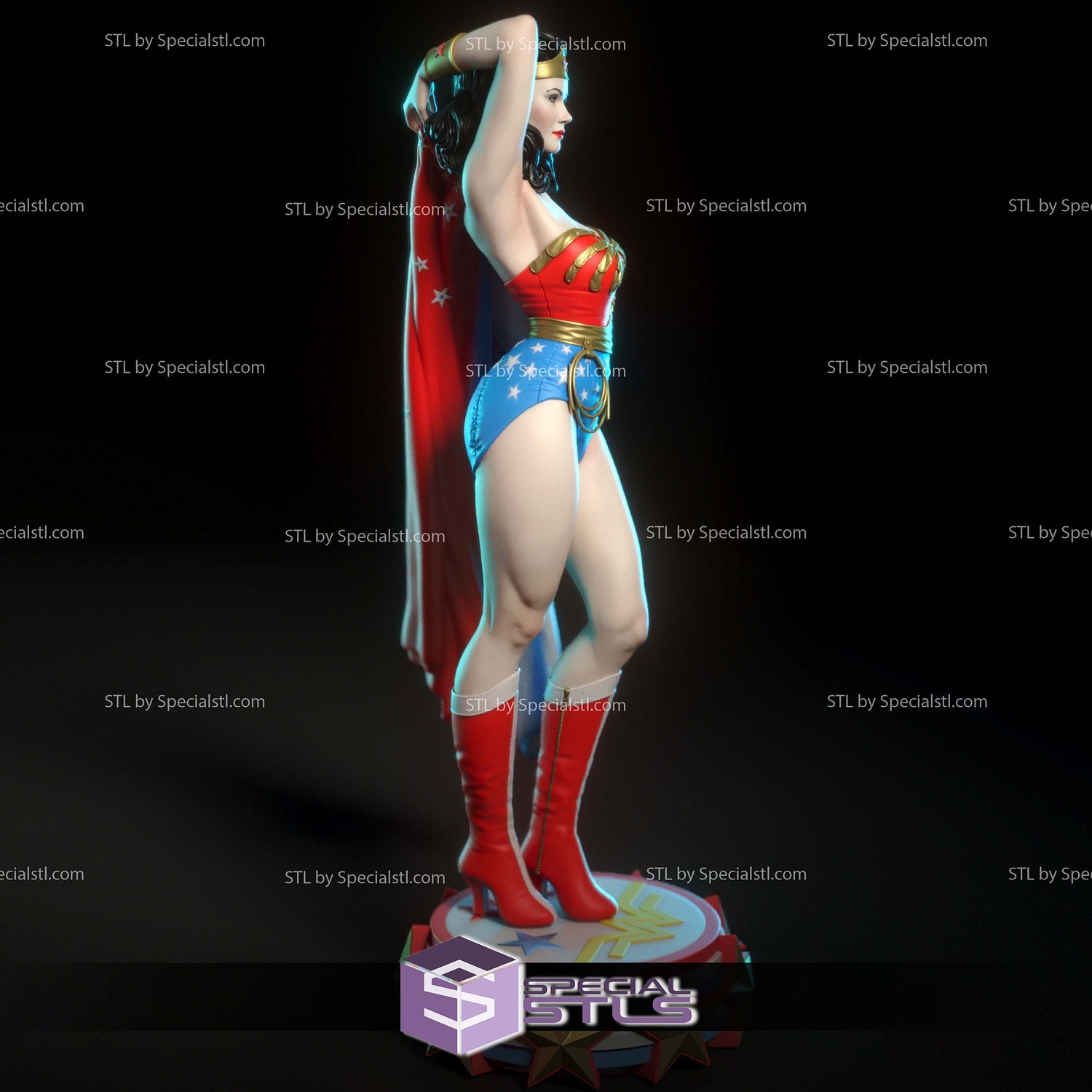 Wonder Woman Lynda Carter Cloak STL Files 3D Model — view 2