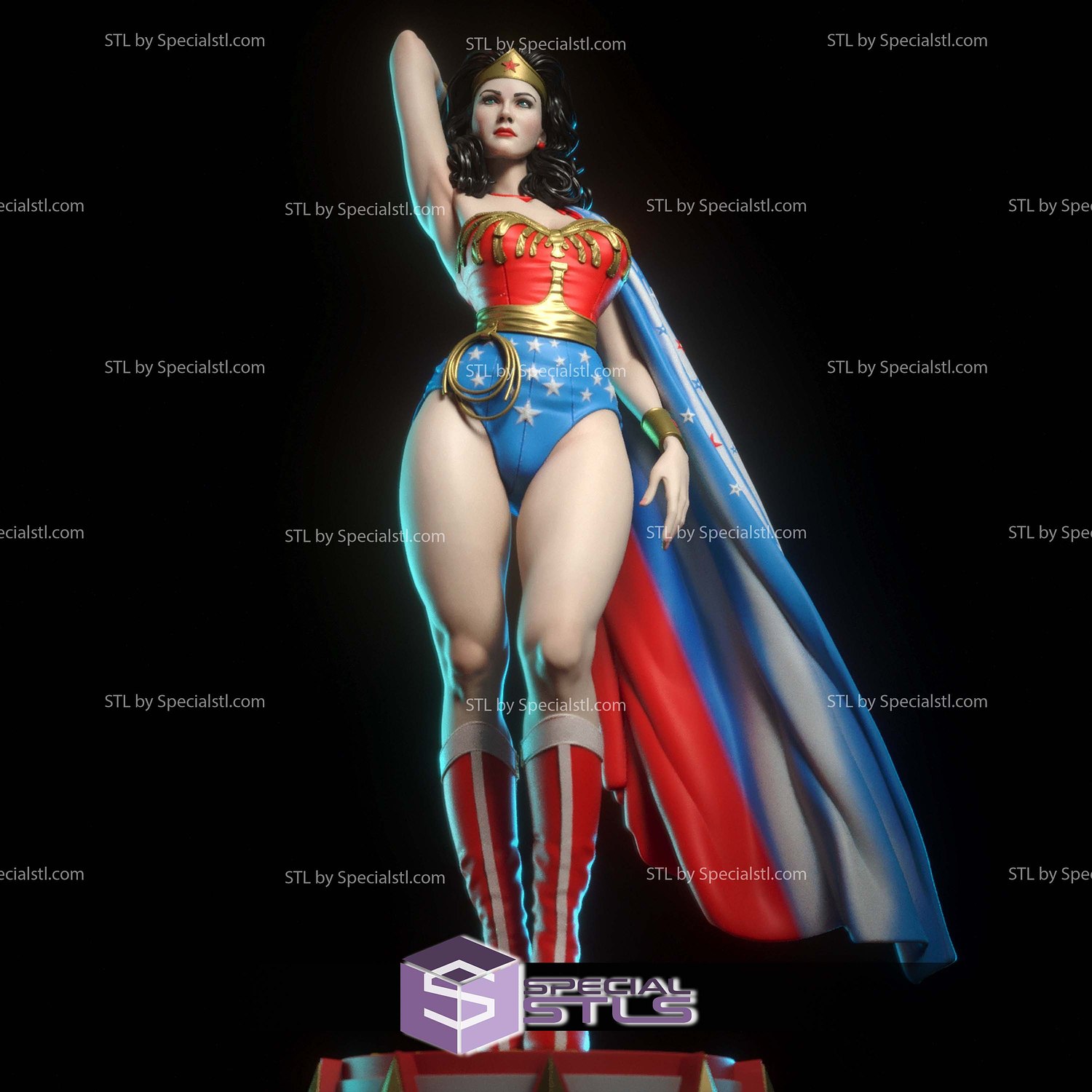 Wonder Woman Lynda Carter Cloak STL Files 3D Model — view 4