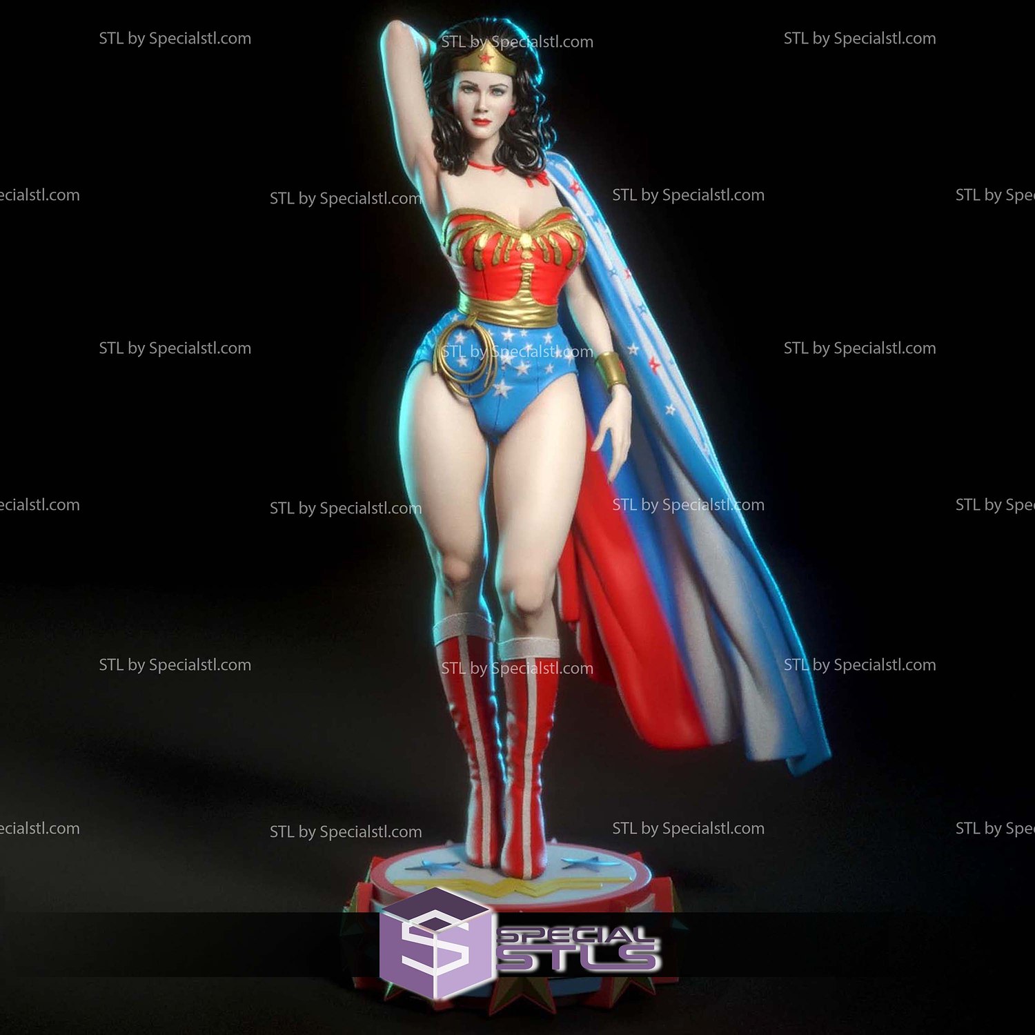 Wonder Woman Lynda Carter Cloak STL Files 3D Model — view 5