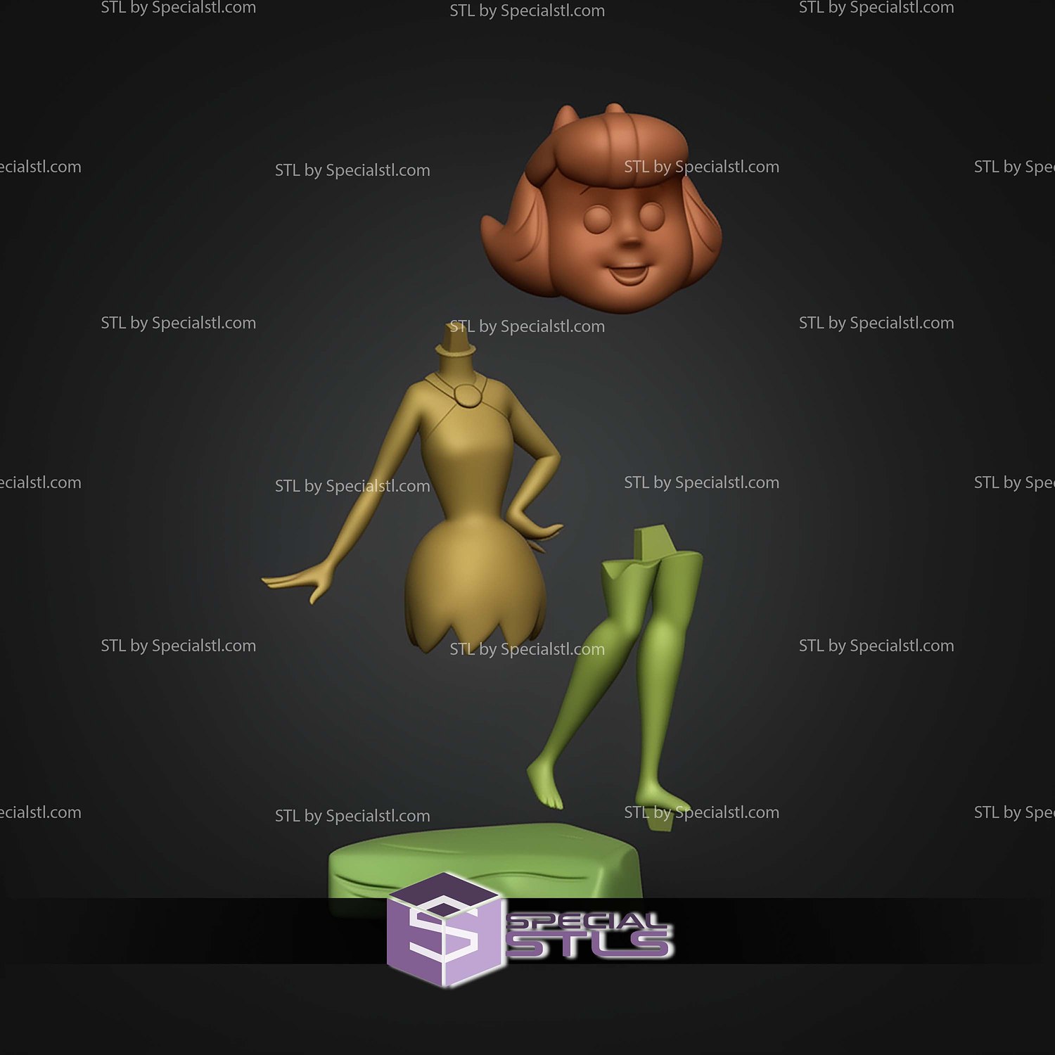 Betty Rubble The Flintstones Standalone STL Files 3D Model — view 2
