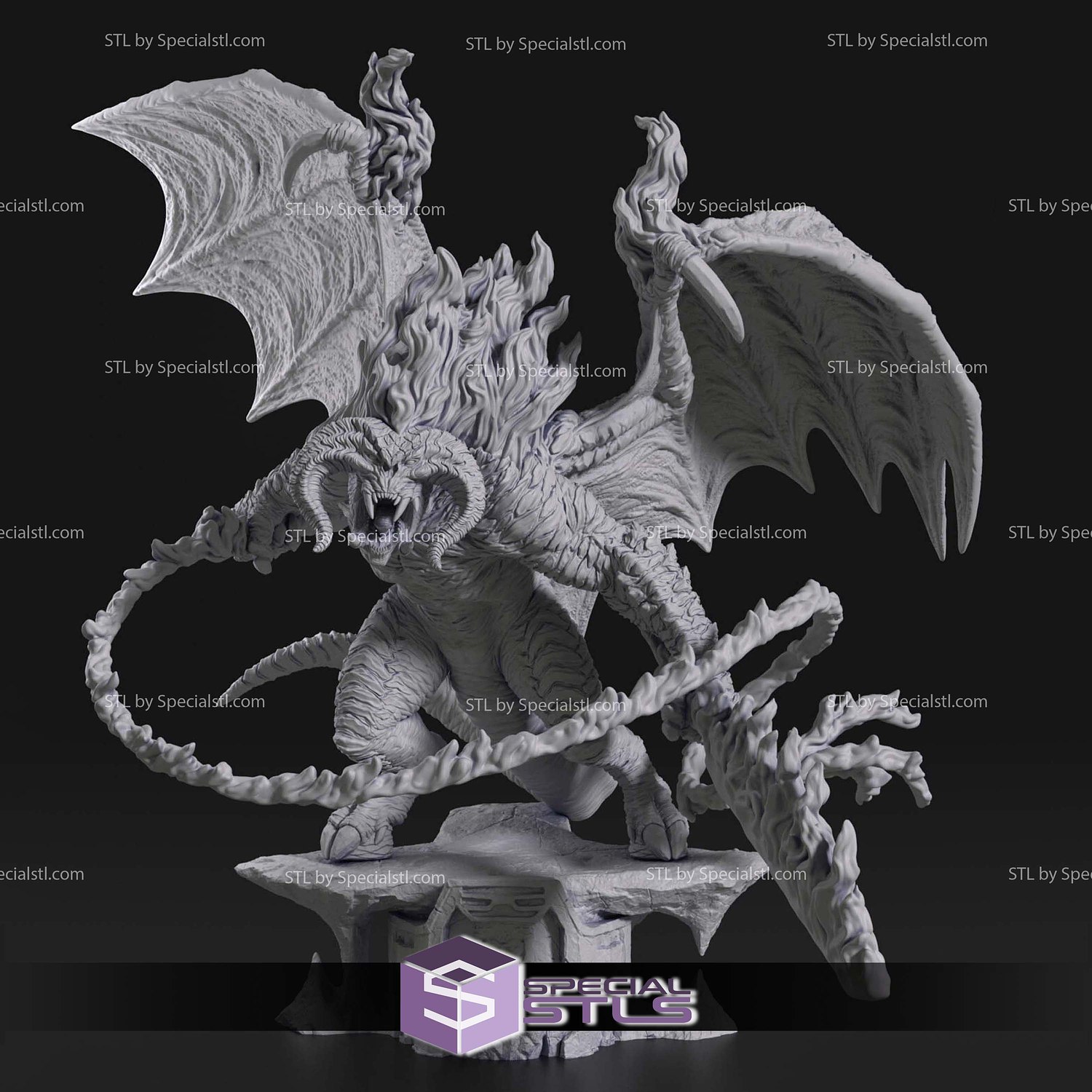 Balrog in Flame Lord of the Rings 3D Printer Files STL Model — view 2