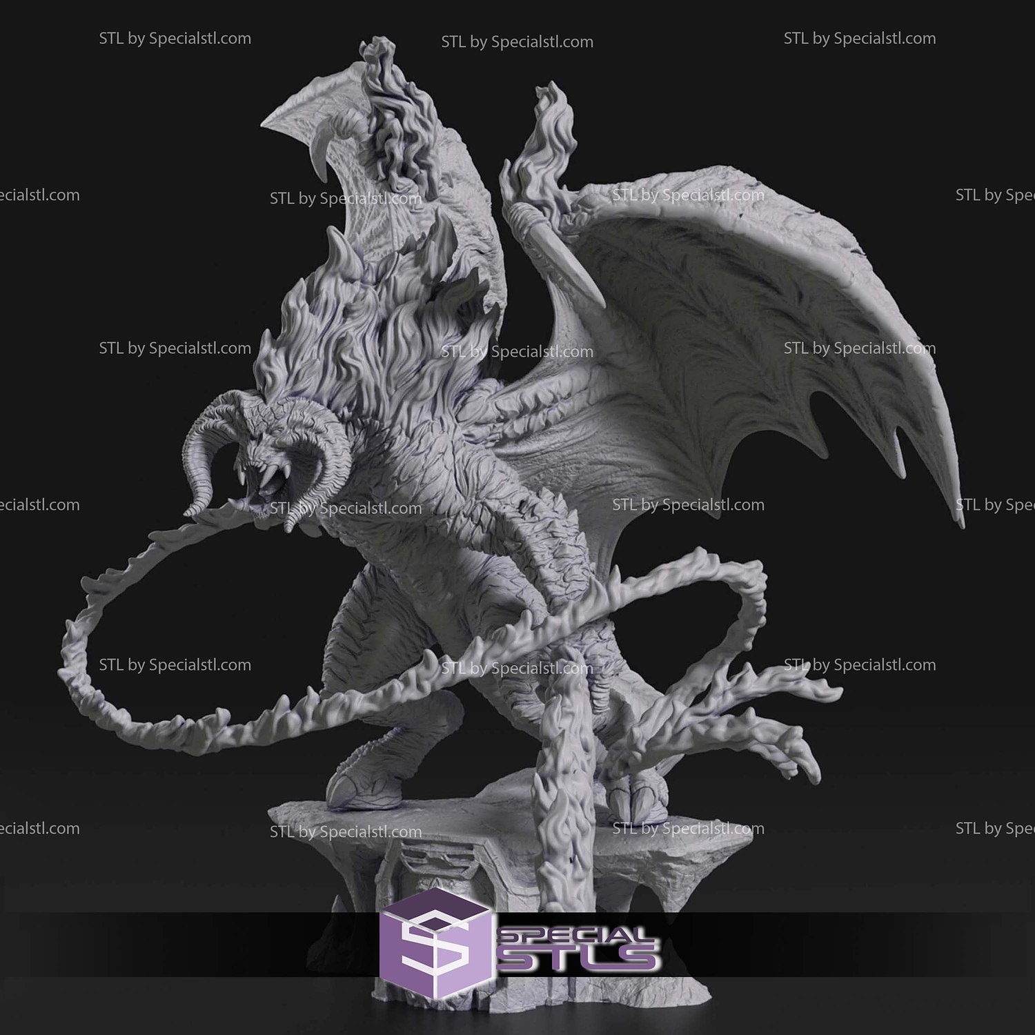 Balrog in Flame Lord of the Rings 3D Printer Files STL Model — view 3