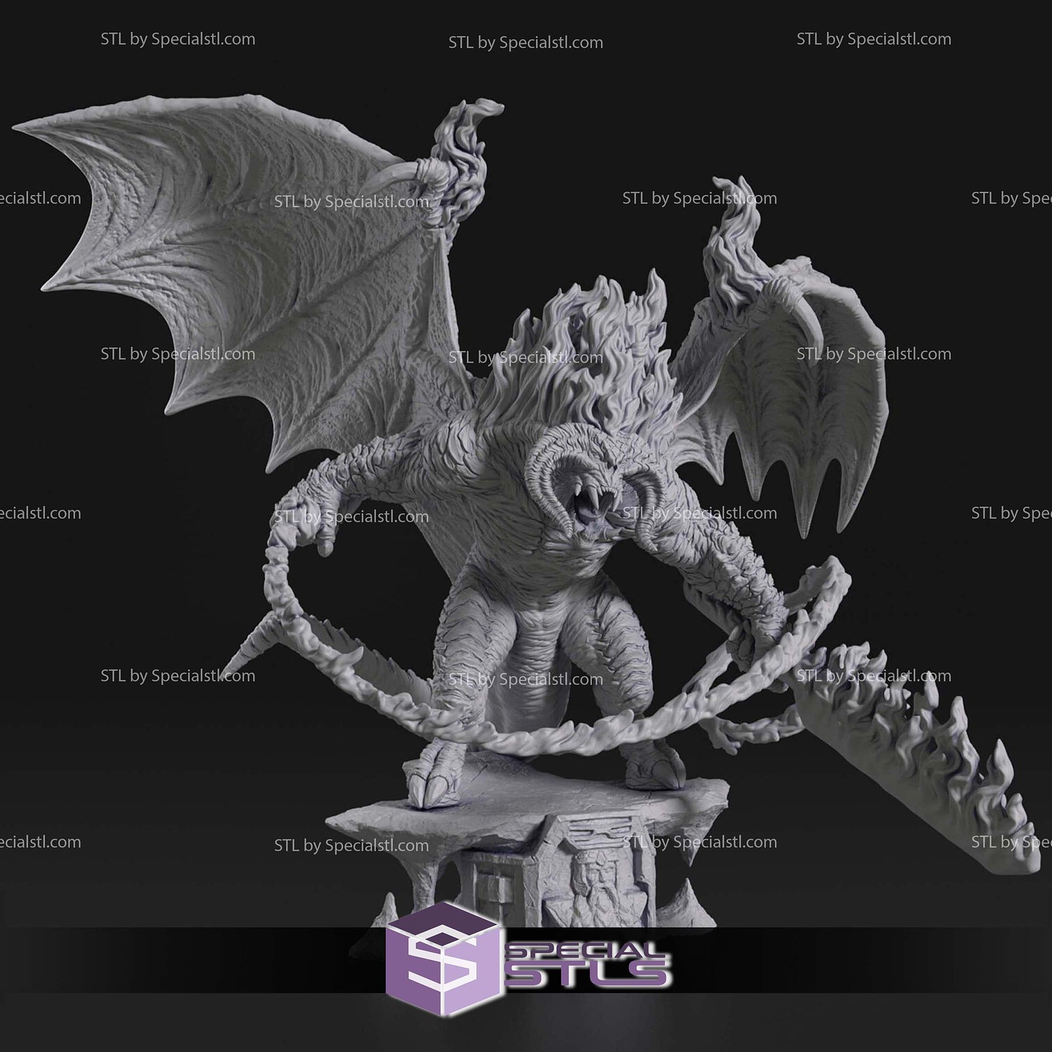 Balrog in Flame Lord of the Rings 3D Printer Files STL Model — view 4