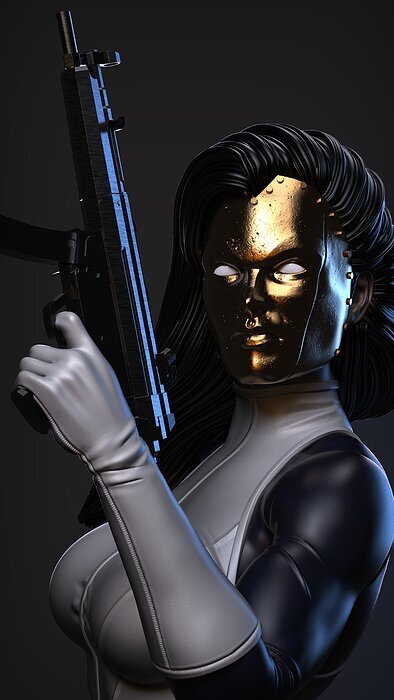 Marvel Comics Madame Masque 3D OBJ Model — view 2