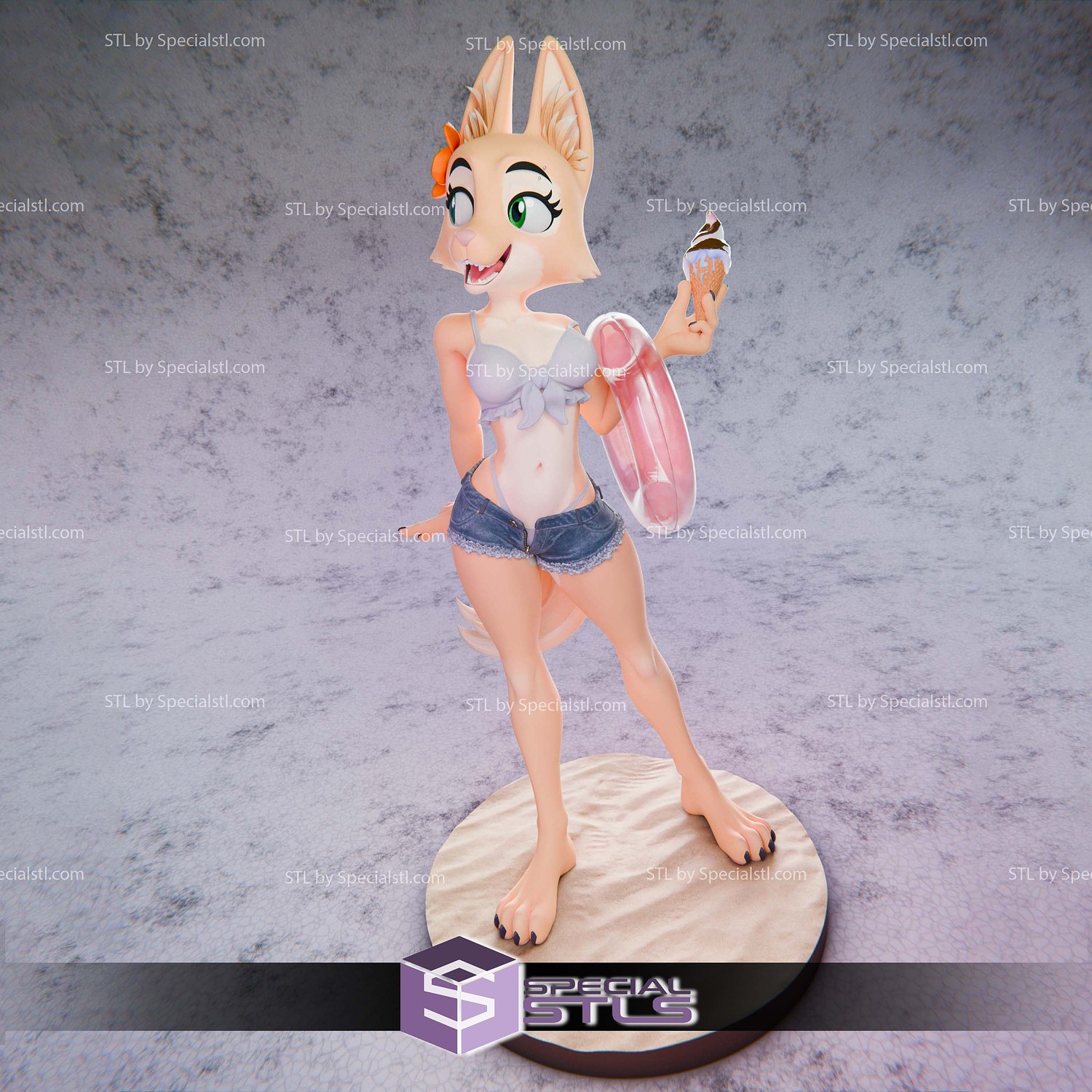 Diane Foxington Beach Digital STL Files 3D Model — view 4