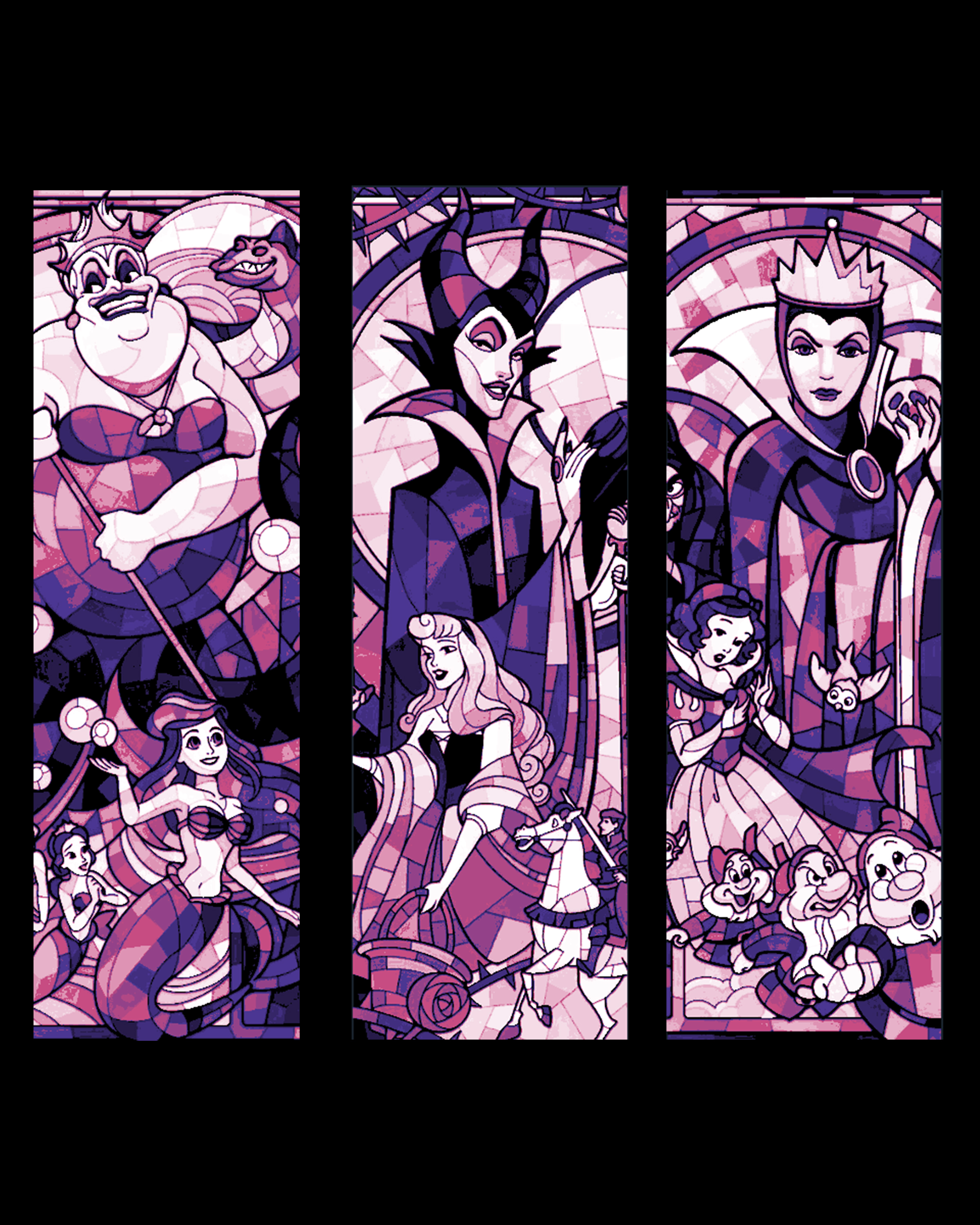Stained Glass Designs used in Bookmarks - Disney Themed 3D STL Model — view 2