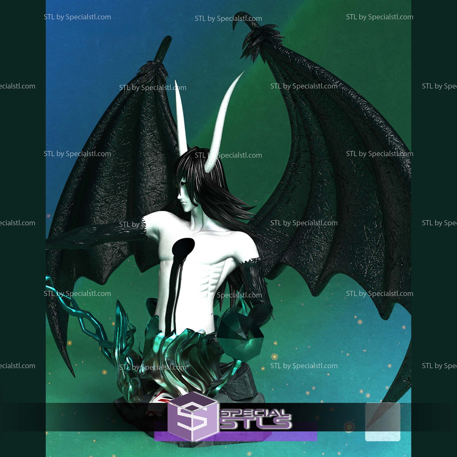 Ulquiorra Hollow Mask Bust 3D Printer Files STL Model — view 3