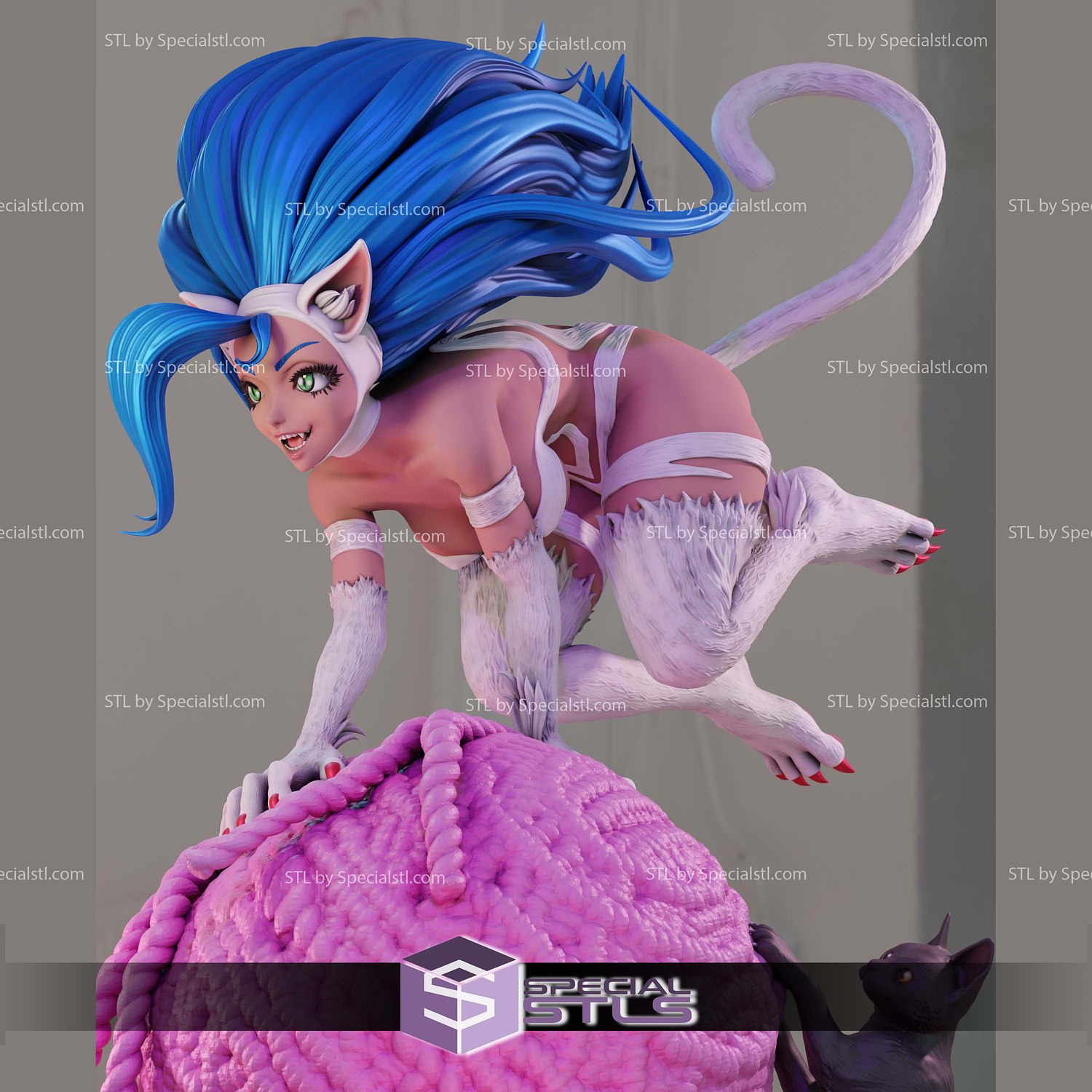 Felicia Play with Cat 3D Printer Files STL Model — view 2