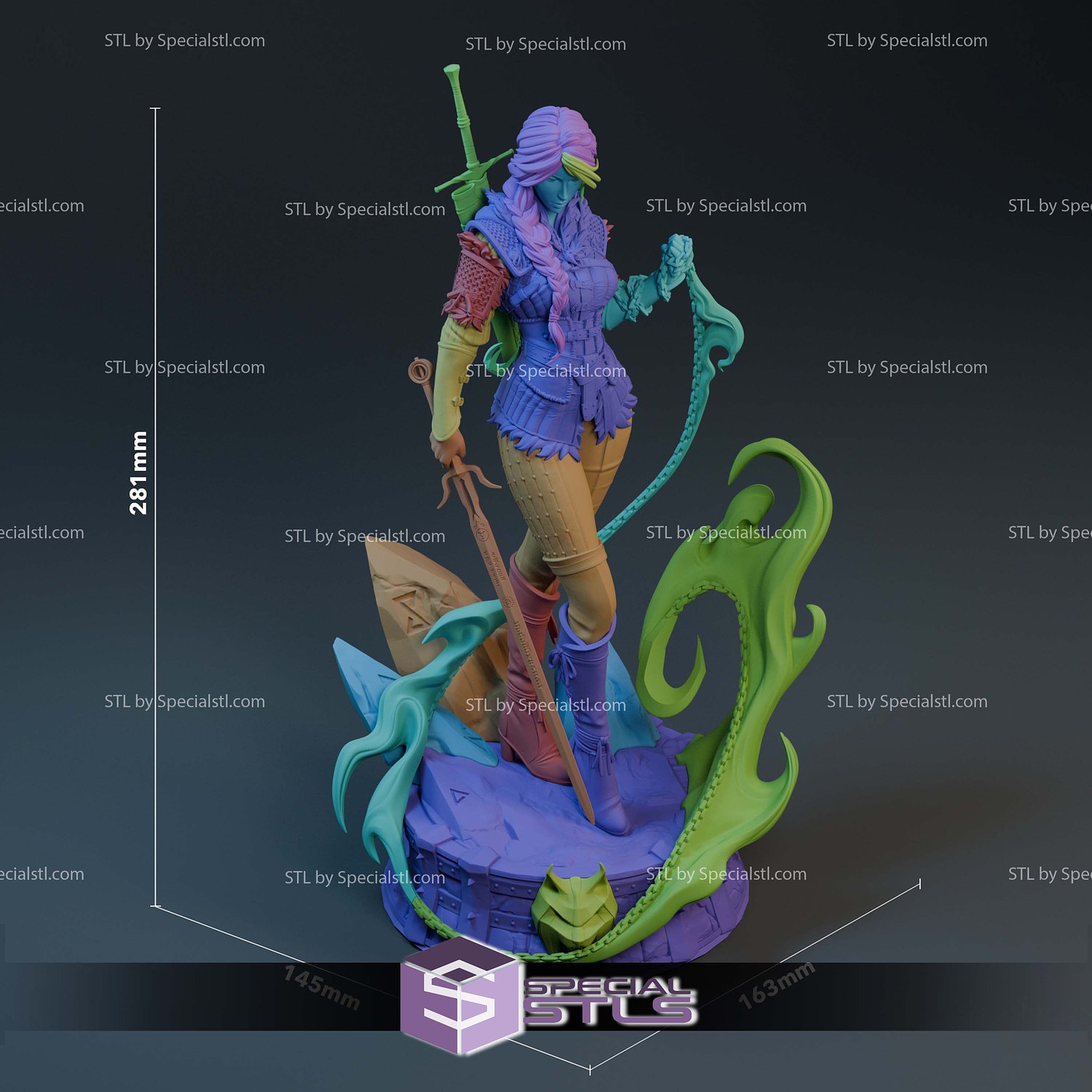 Ciri Stylized The Witcher 4 3D Printer Files STL Model — view 7