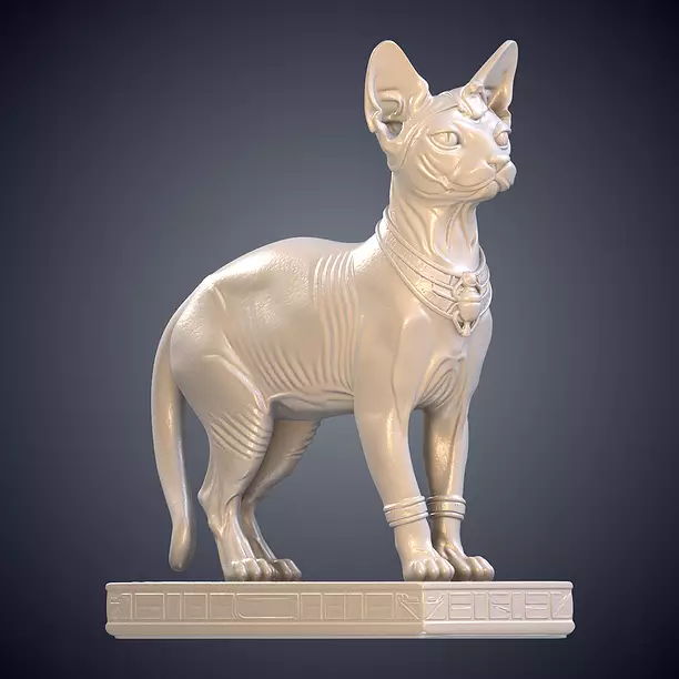 Ancient Egyptian Sphynx Cat Deity Statue PM-954 3D BLEND Model