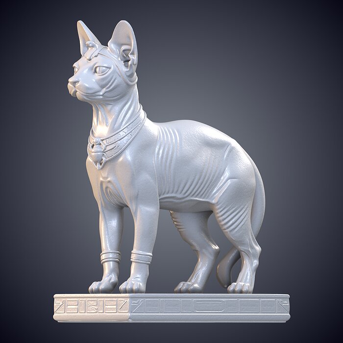 Ancient Egyptian Sphynx Cat Deity Statue PM-954 3D BLEND Model — view 4