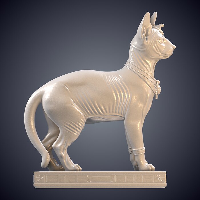 Ancient Egyptian Sphynx Cat Deity Statue PM-954 3D BLEND Model — view 6