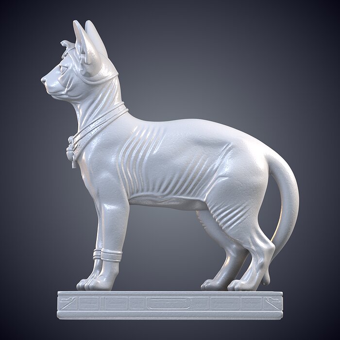 Ancient Egyptian Sphynx Cat Deity Statue PM-954 3D BLEND Model — view 7