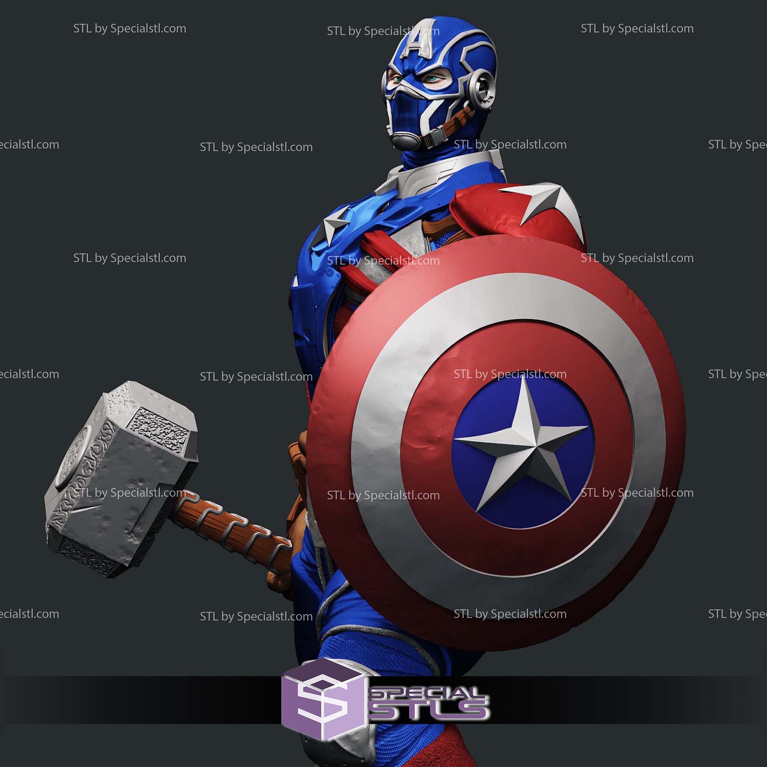 Captain American Thor STL Files 3D Model — view 4