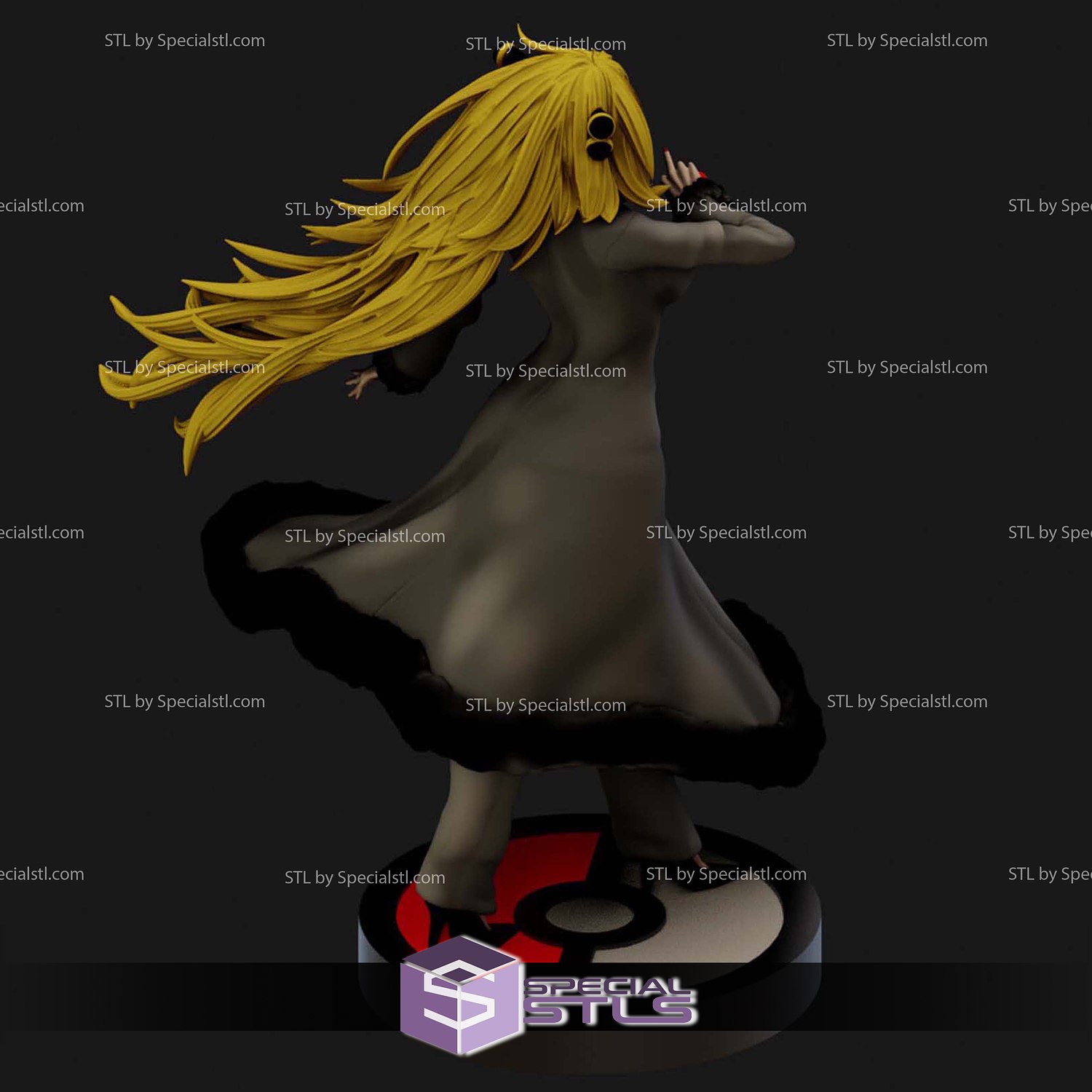 Cynthia with Garchomp Pokemon V2 3D Print Sculpture STL Model — view 2