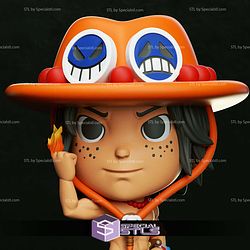 Chibi STL Collection Portgas D Ace 3D Model