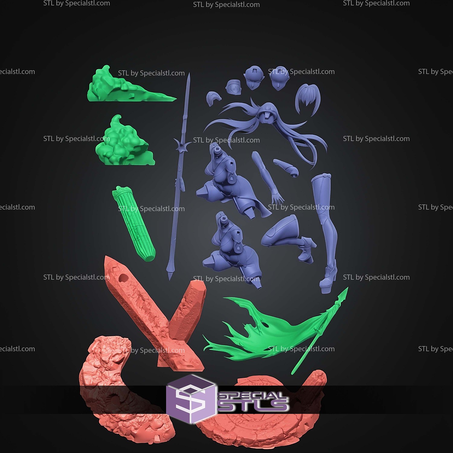 Scathach Fate Grand Order 219mm STL Files 3D Model — view 8
