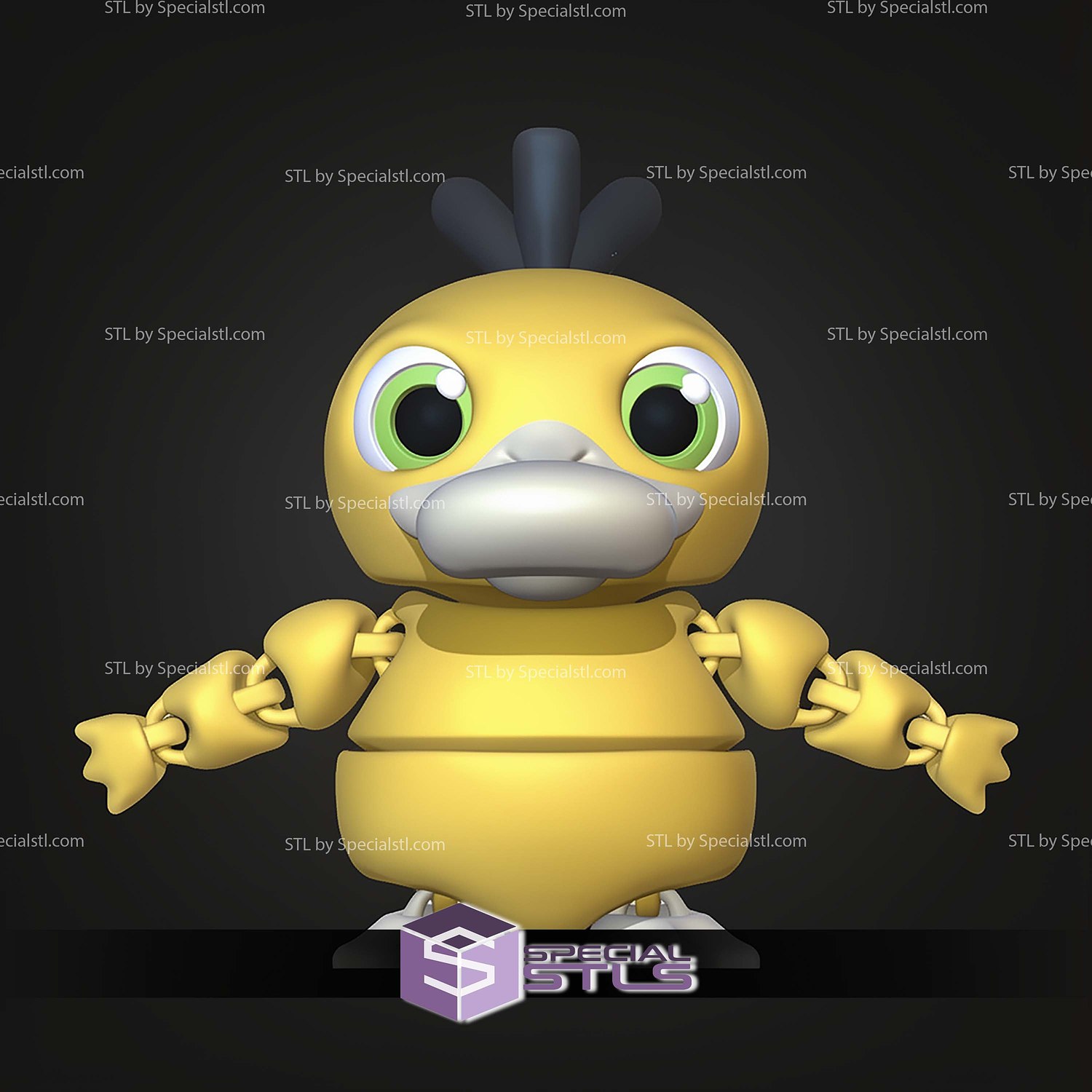 Super Basic STL Psyduck MultiColor 3D Model — view 4