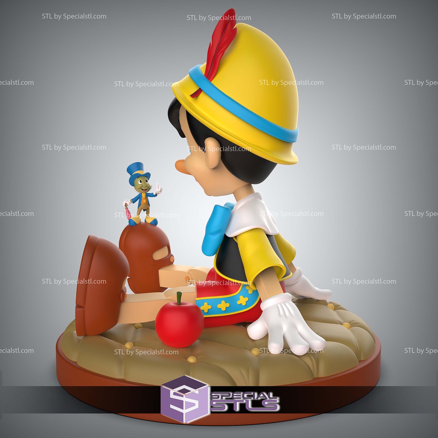 Pinocchio and Jiminy Cricket Sculptures 3D Printing STL Model — view 2