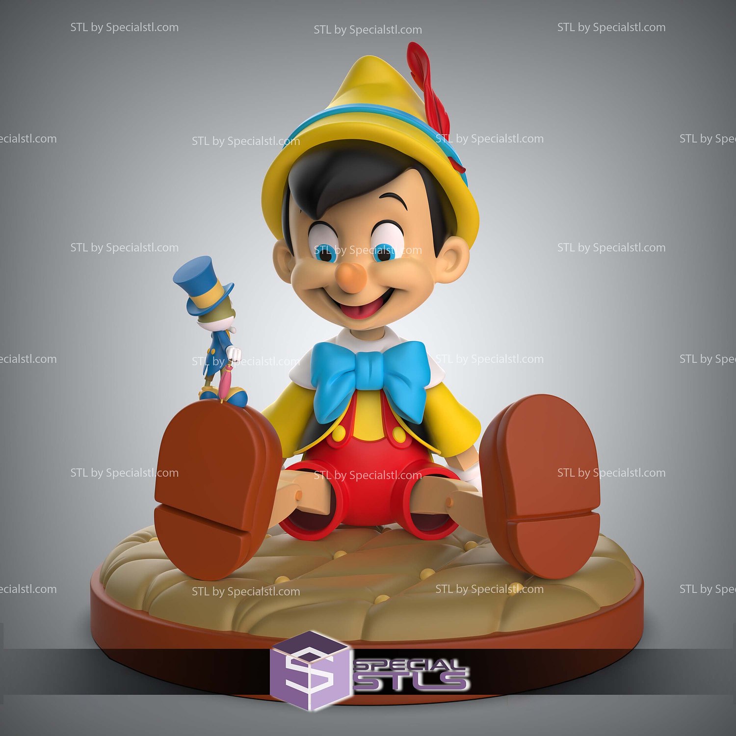 Pinocchio and Jiminy Cricket Sculptures 3D Printing STL Model — view 3