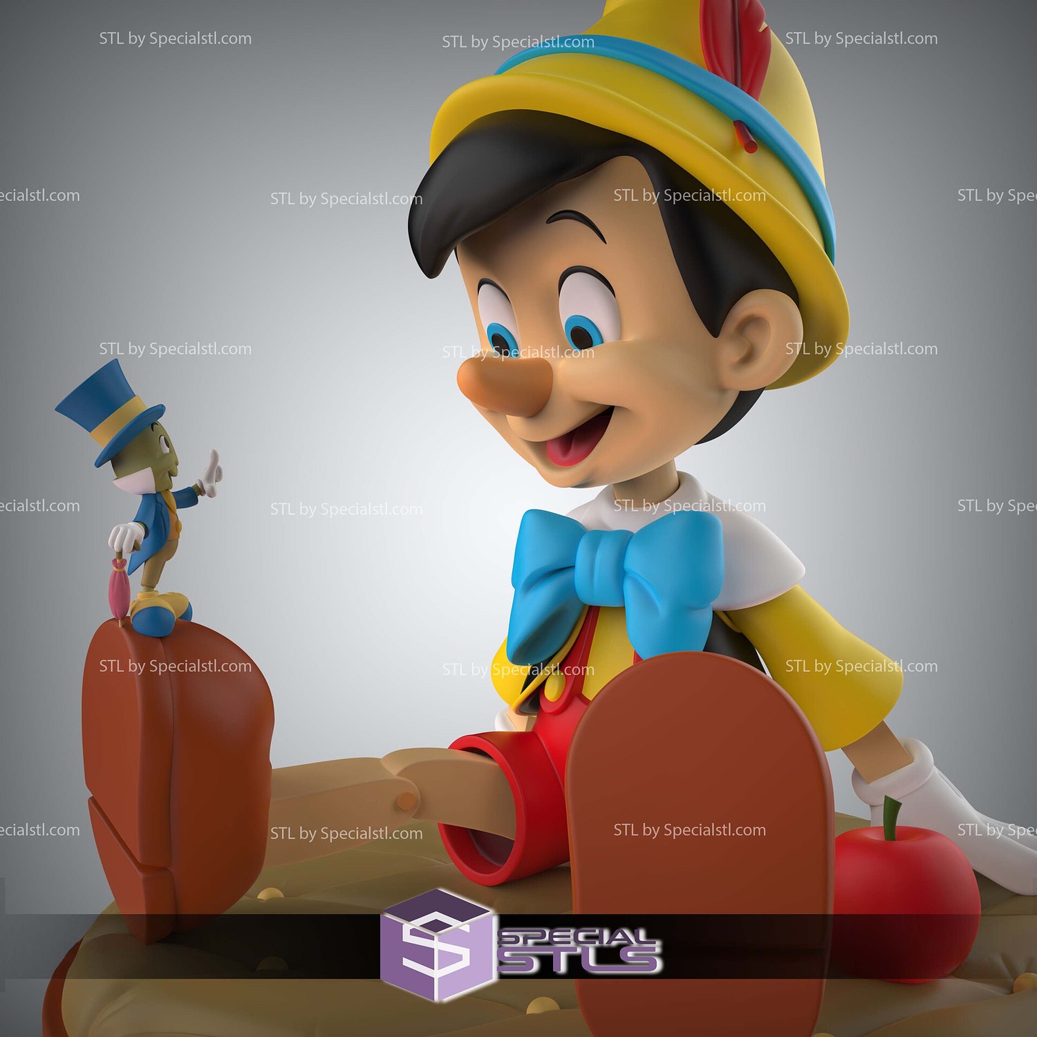 Pinocchio and Jiminy Cricket Sculptures 3D Printing STL Model — view 5